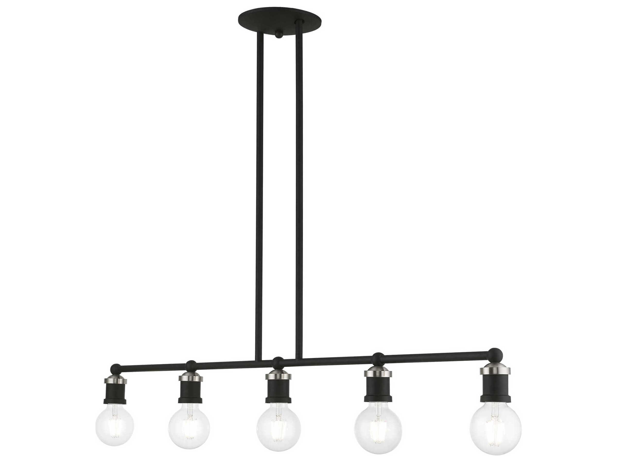 Livex Lighting Lansdale 5-Light Black Brushed Nickel Linear Island Pendant