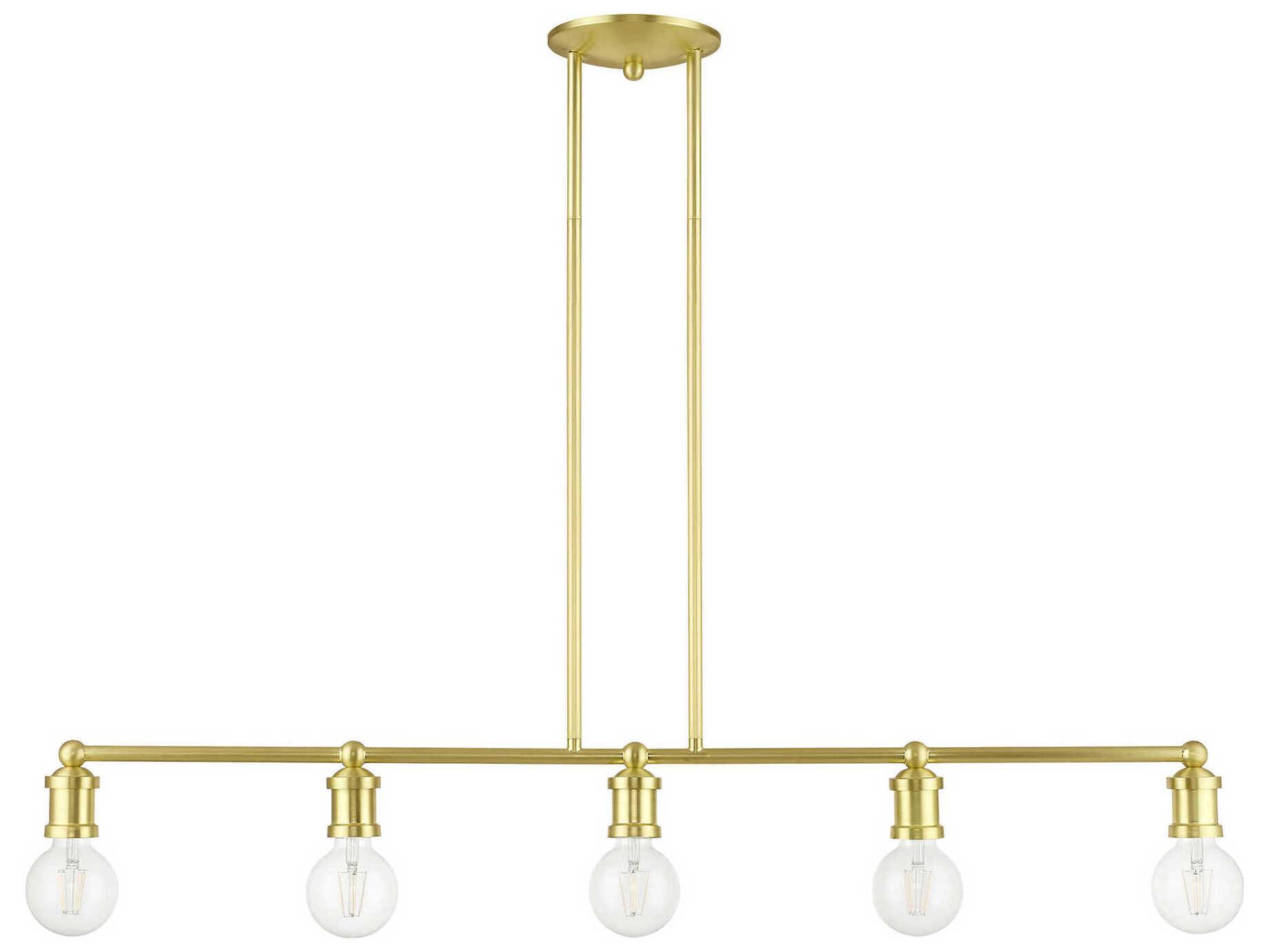 Livex Lighting Lansdale 5-Light Satin Brass Linear Island Pendant