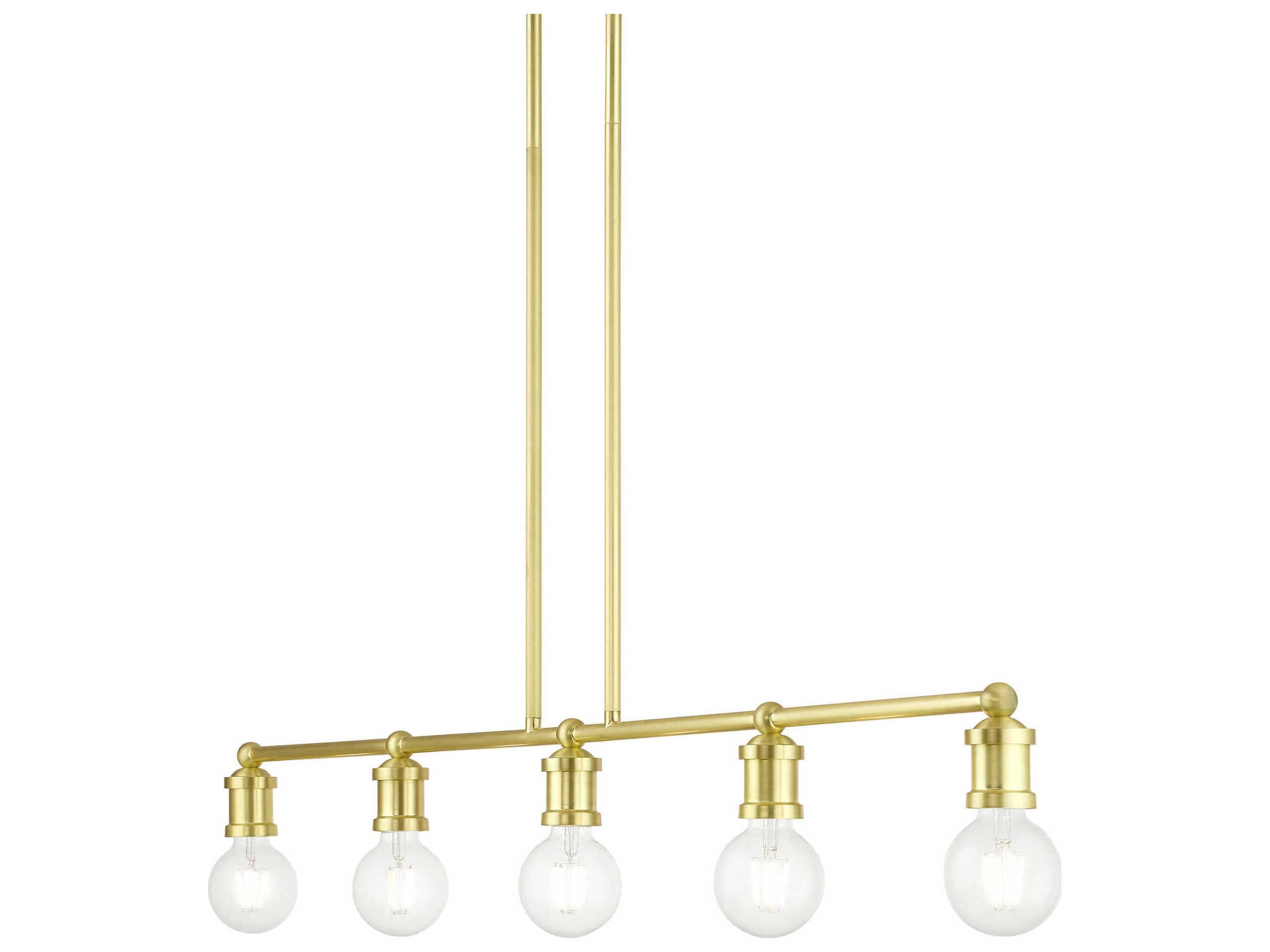 Livex Lighting Lansdale 5-Light Satin Brass Linear Island Pendant