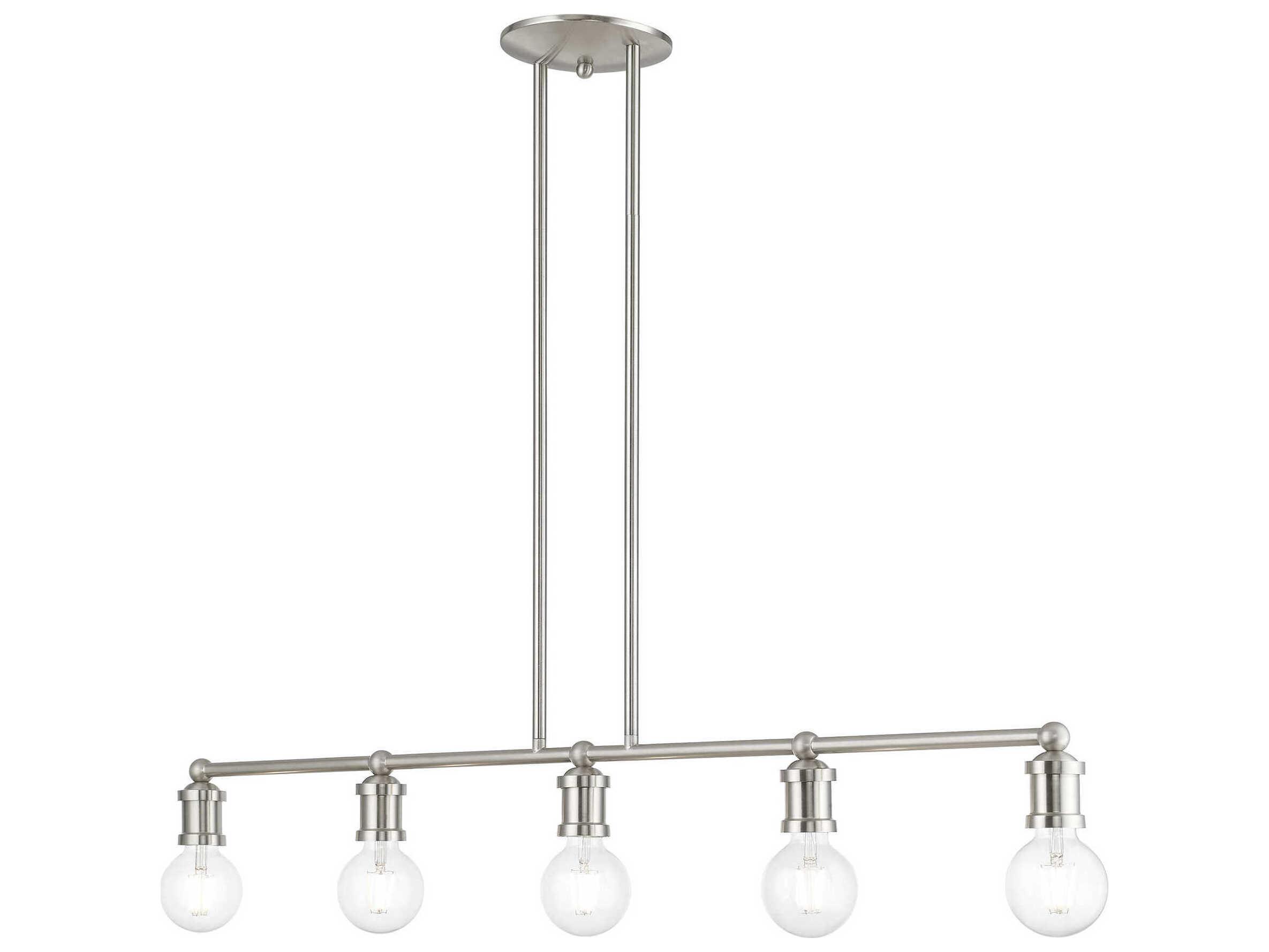 Livex Lighting Lansdale 5-Light Brushed Nickel Linear Island Pendant