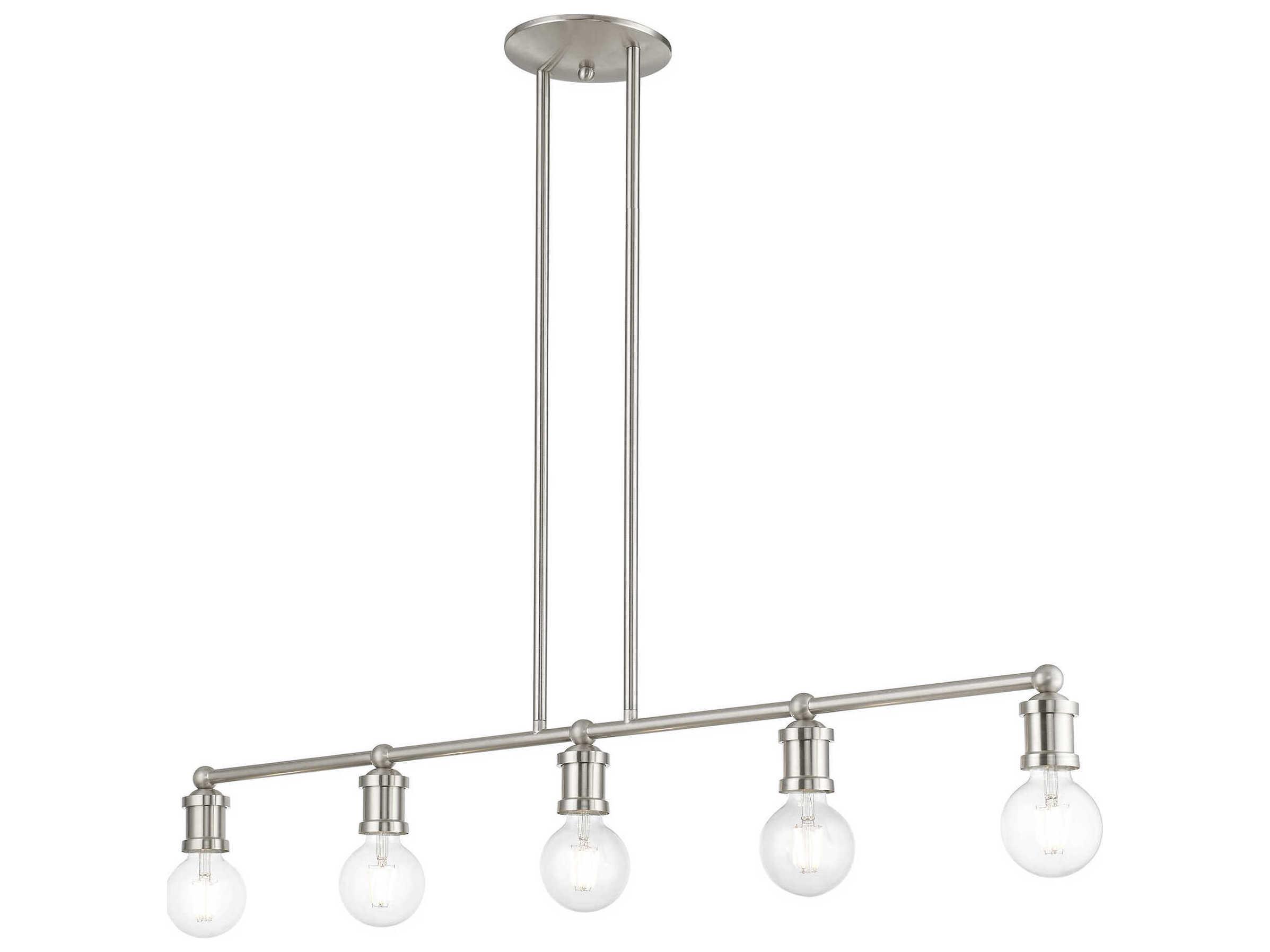 Livex Lighting Lansdale 5-Light Brushed Nickel Linear Island Pendant