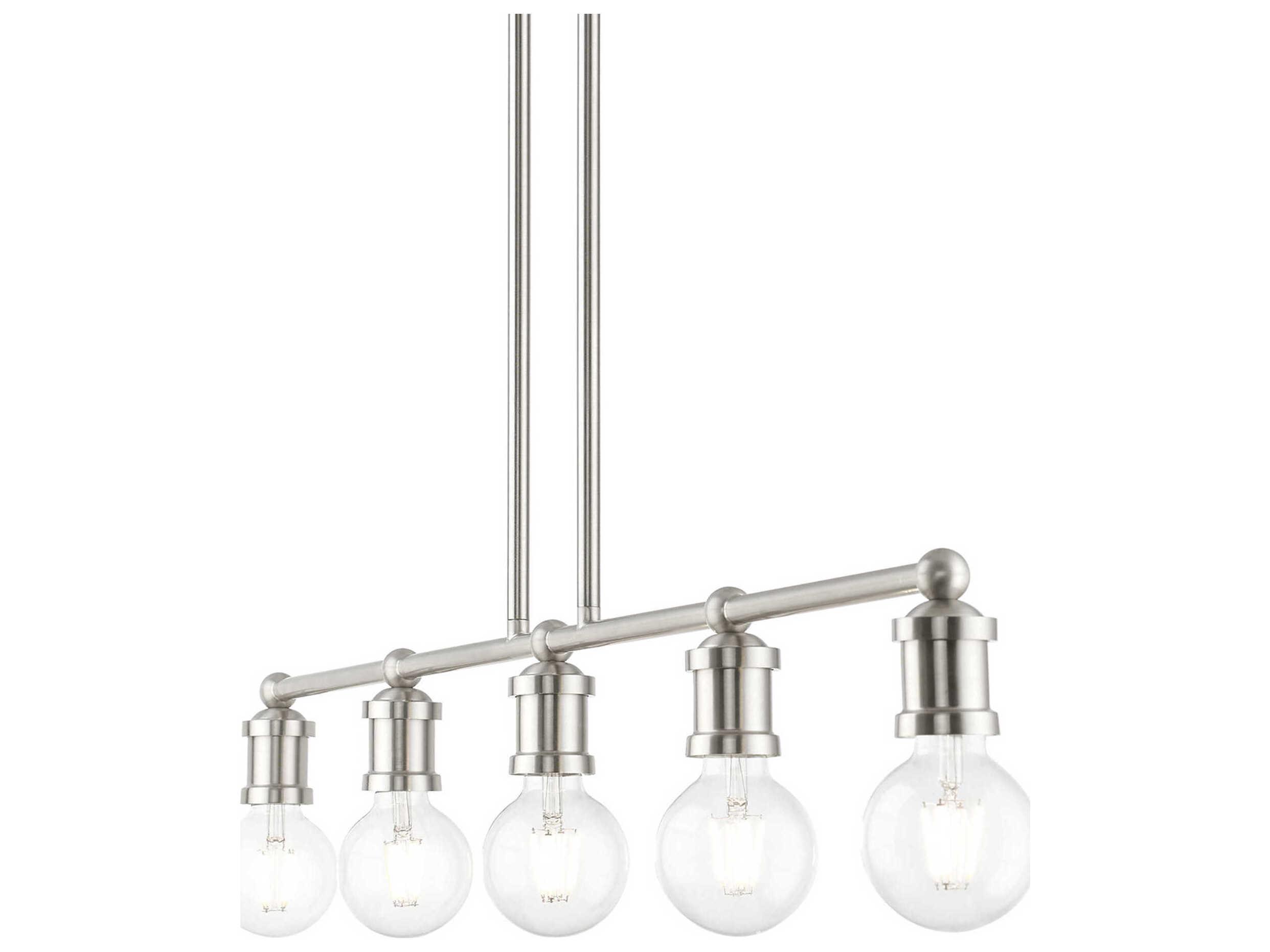 Livex Lighting Lansdale 5-Light Brushed Nickel Linear Island Pendant