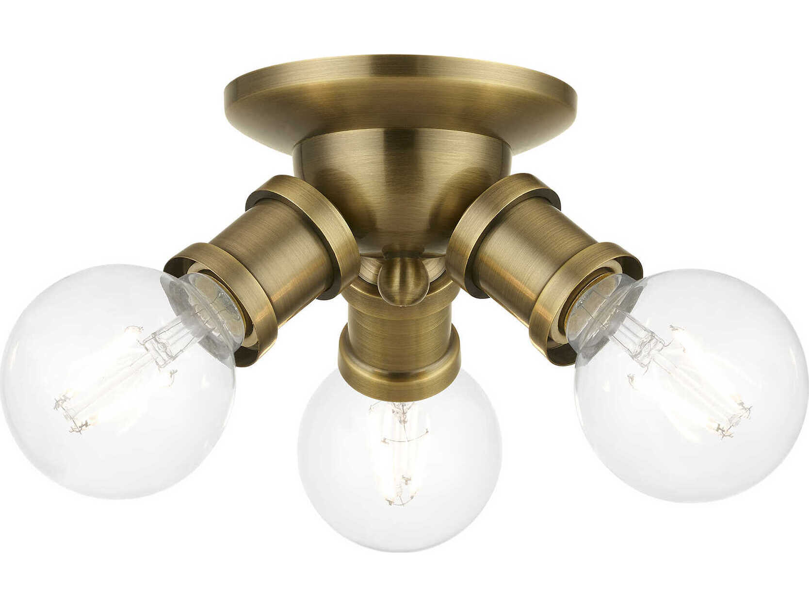 Livex Lighting Lansdale 3-Light Antique Brass Semi Flush Mount