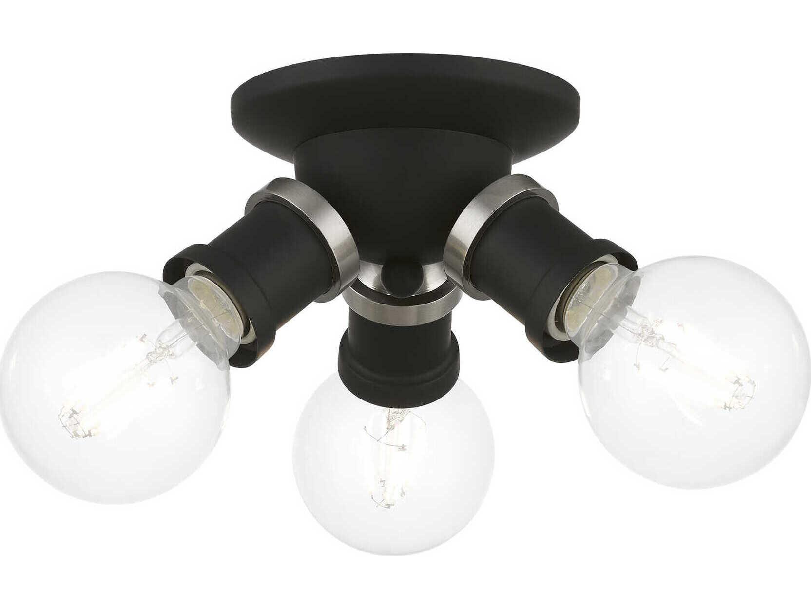 Livex Lighting Lansdale 3-Light Black Brushed Nickel Semi Flush Mount
