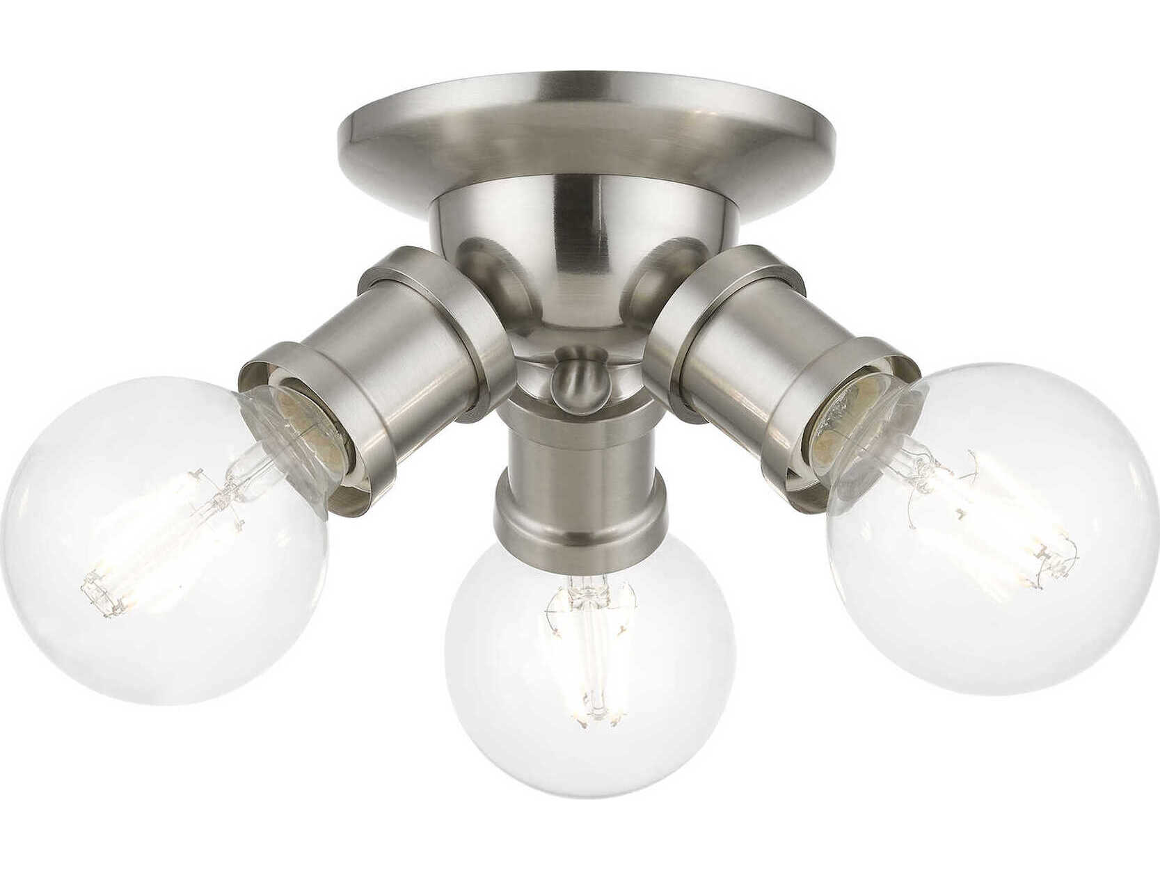 Livex Lighting Lansdale 3-Light Brushed Nickel Semi Flush Mount