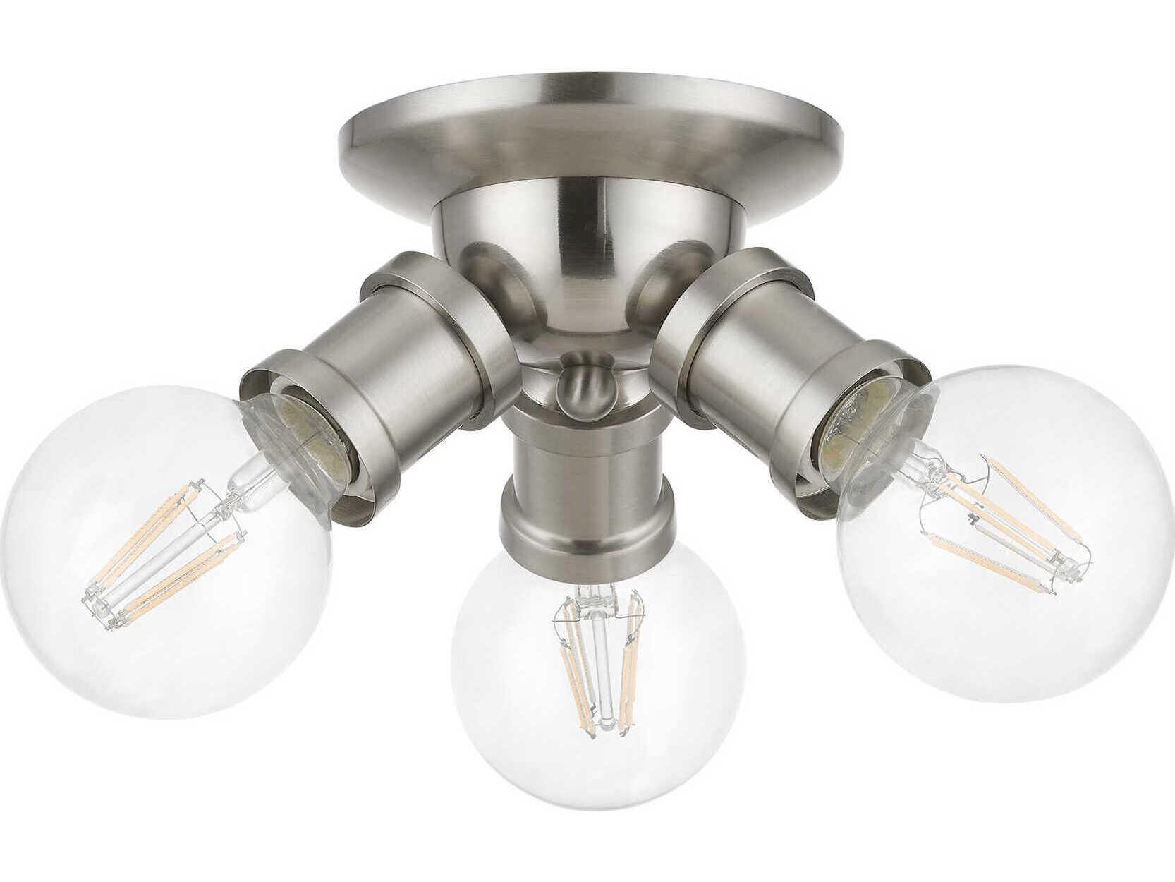 Livex Lighting Lansdale 3-Light Brushed Nickel Semi Flush Mount