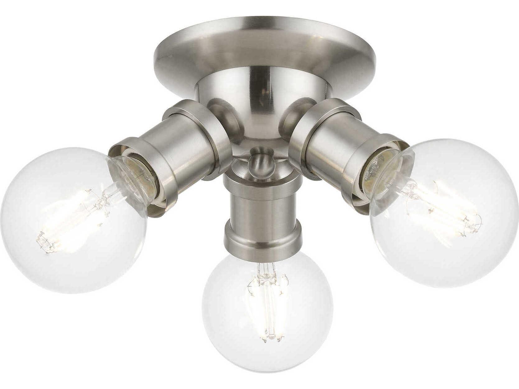 Livex Lighting Lansdale 3-Light Brushed Nickel Semi Flush Mount