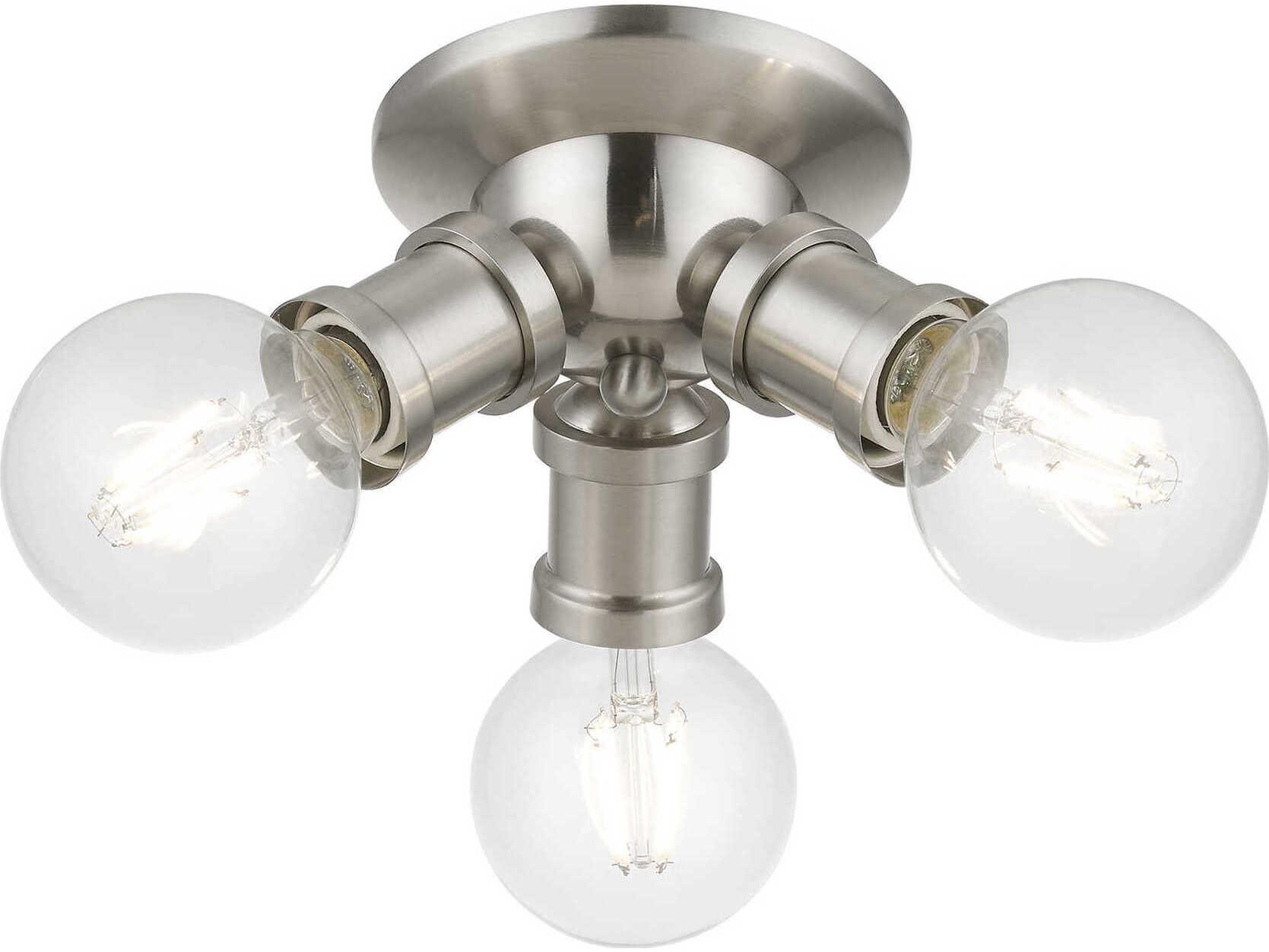 Livex Lighting Lansdale 3-Light Brushed Nickel Semi Flush Mount