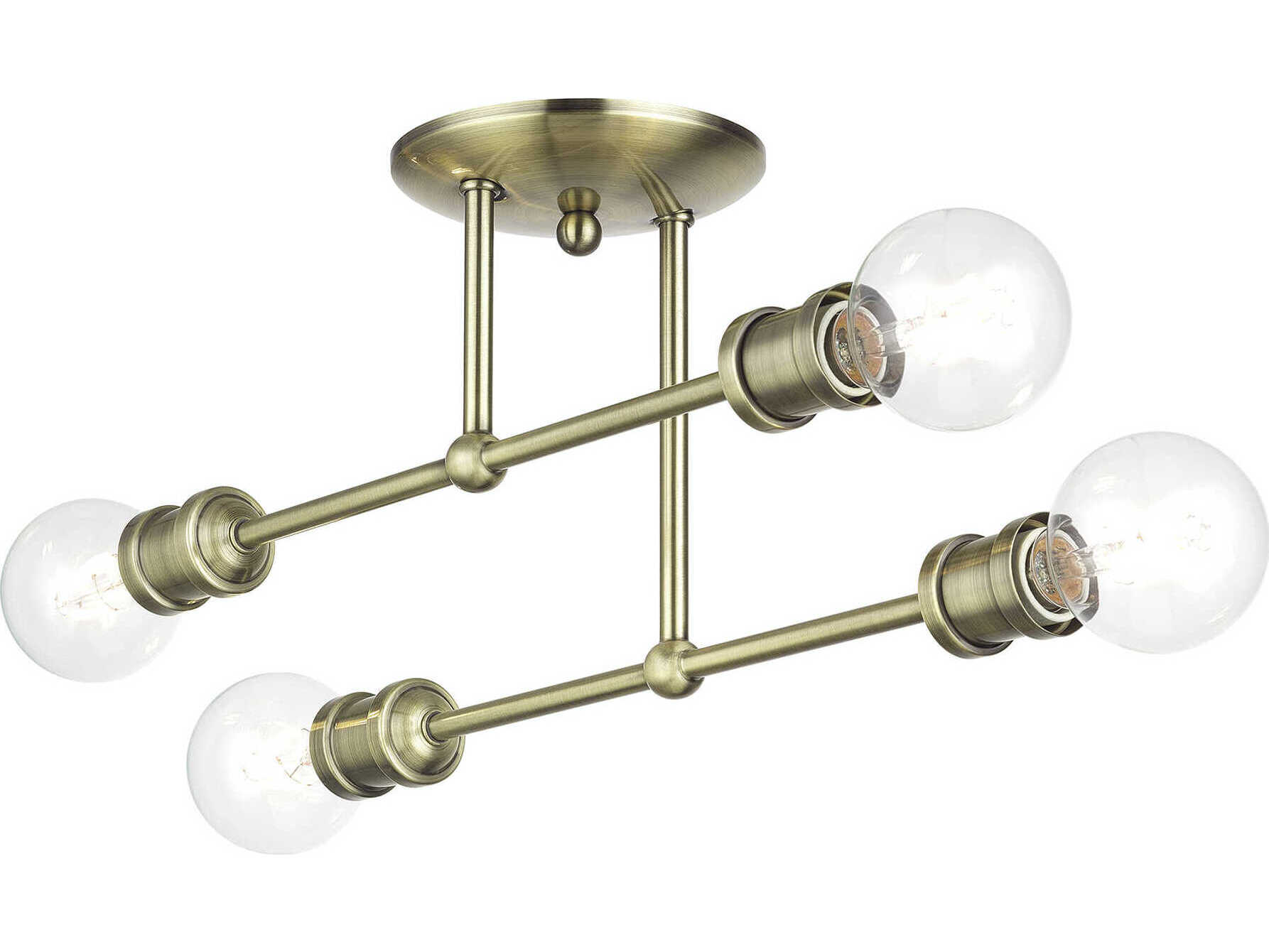 Livex Lighting Delacroix 4-Light Antique Brass Semi Flush Mount