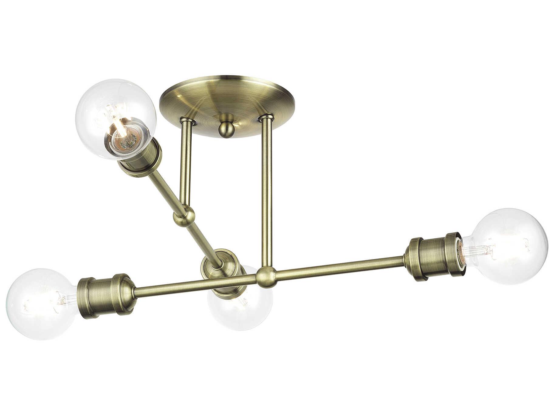 Livex Lighting Delacroix 4-Light Antique Brass Semi Flush Mount