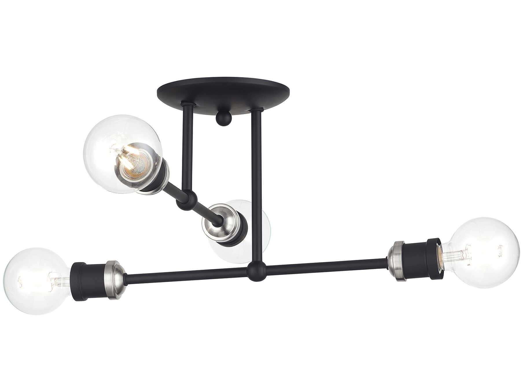Livex Lighting Delacroix 4-Light Black Brushed Nickel Semi Flush Mount