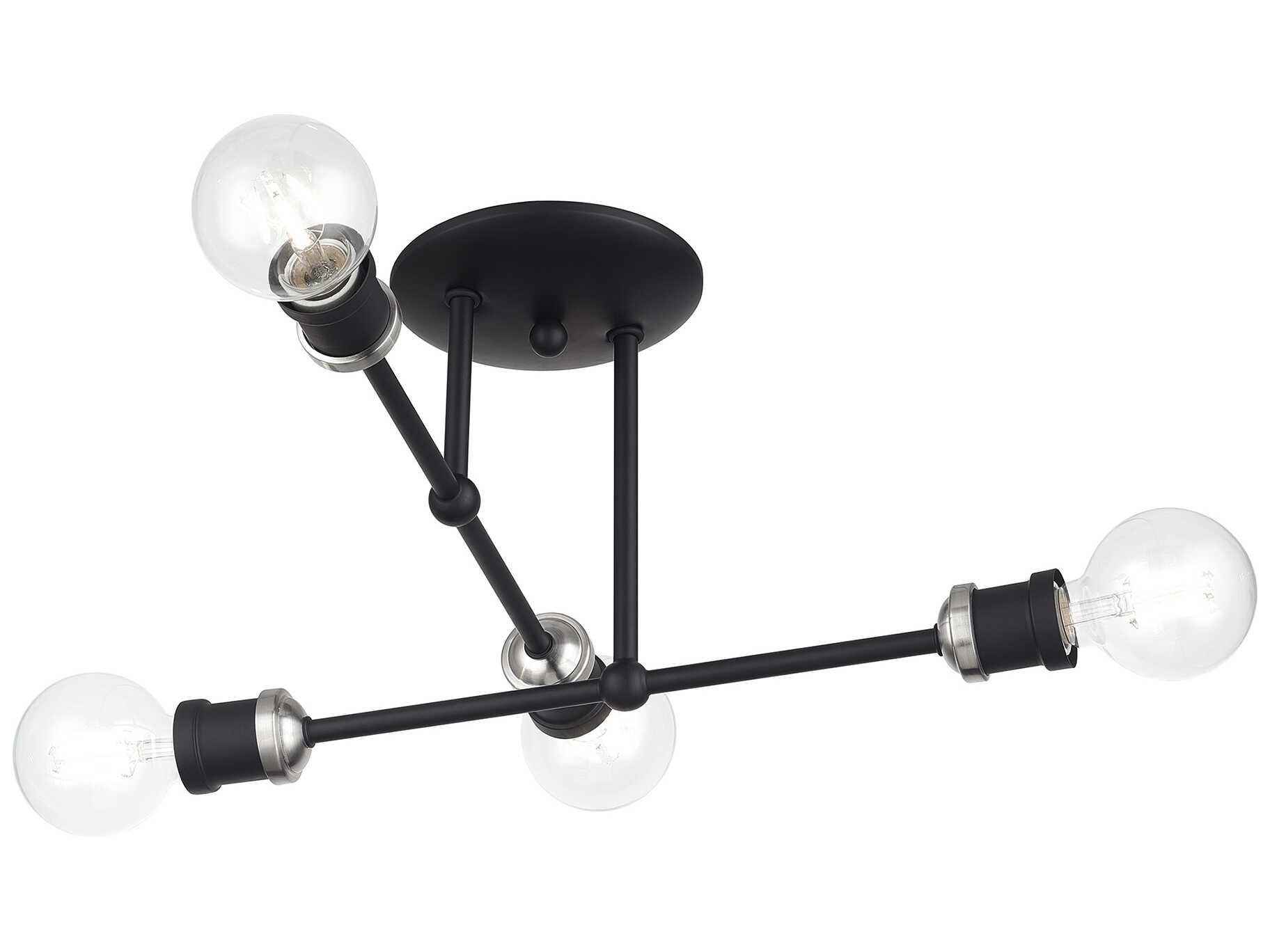 Livex Lighting Delacroix 4-Light Black Brushed Nickel Semi Flush Mount
