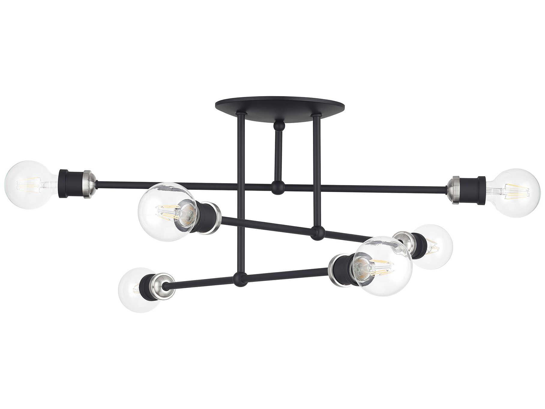 Livex Lighting Delacroix 6-Light Black Brushed Nickel Semi Flush Mount