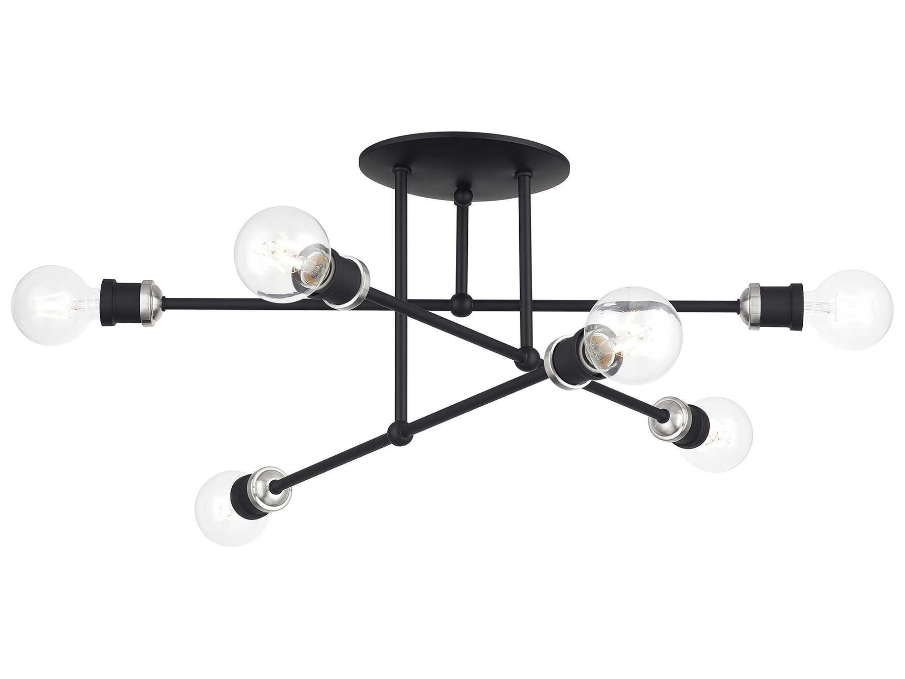 Livex Lighting Delacroix 6-Light Black Brushed Nickel Semi Flush Mount