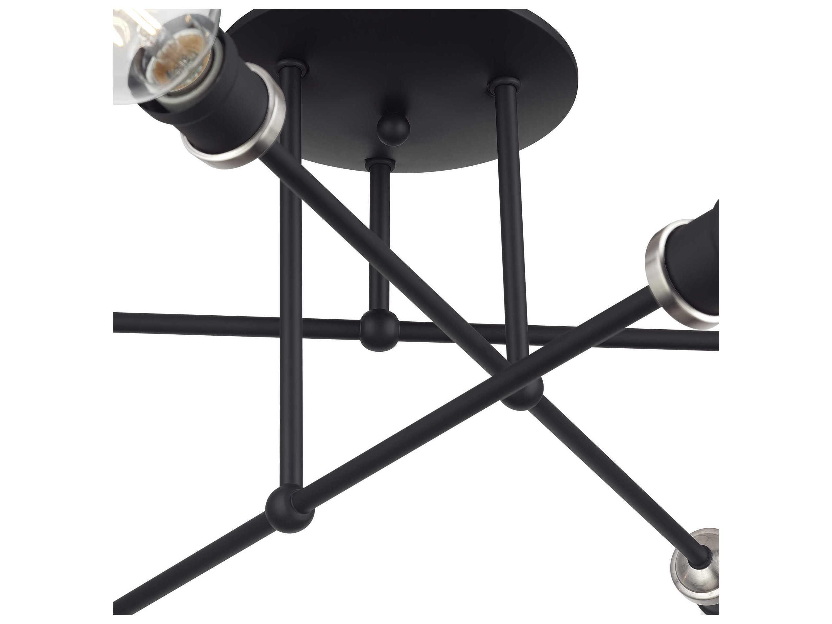 Livex Lighting Delacroix 6-Light Black Brushed Nickel Semi Flush Mount