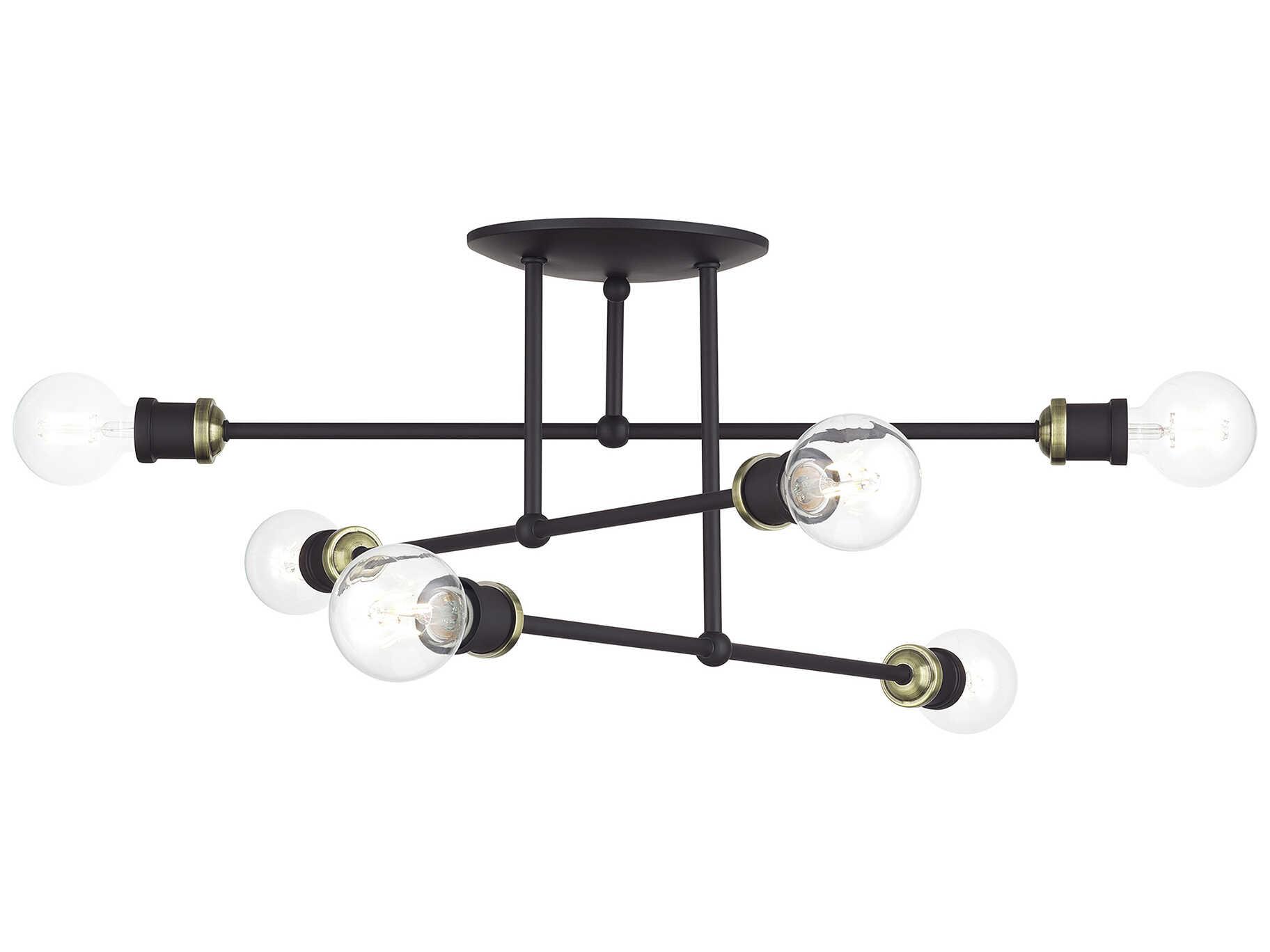 Livex Lighting Delacroix 6-Light Bronze Antique Brass Semi Flush Mount