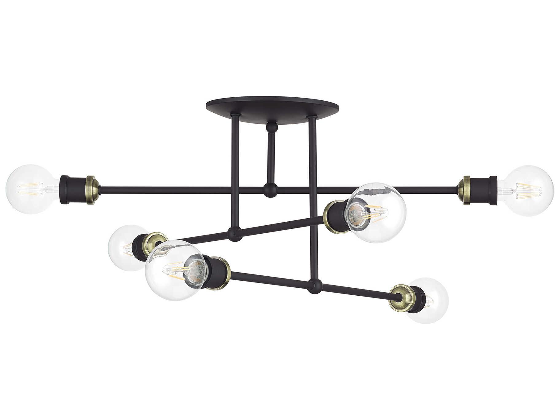 Livex Lighting Delacroix 6-Light Bronze Antique Brass Semi Flush Mount