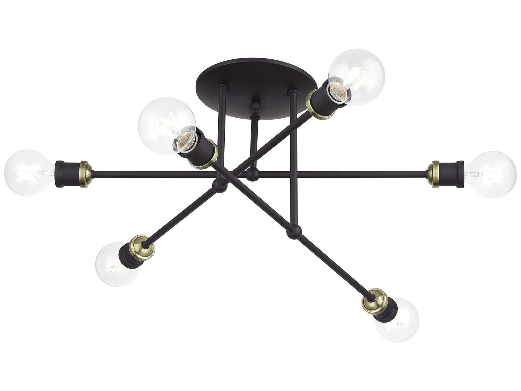 Livex Lighting Delacroix 6-Light Bronze Antique Brass Semi Flush Mount