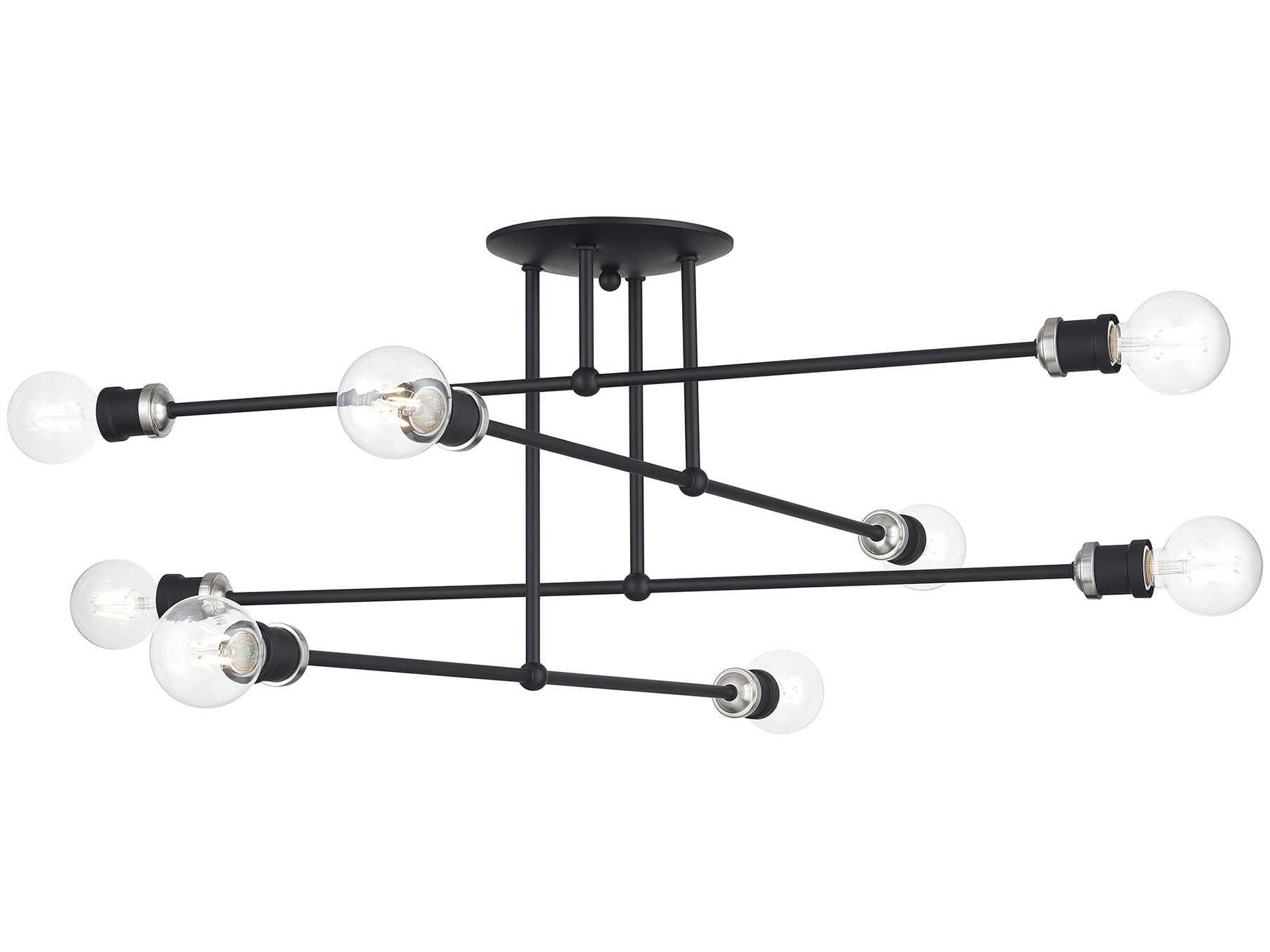 Livex Lighting Delacroix 8-Light Black Brushed Nickel Semi Flush Mount
