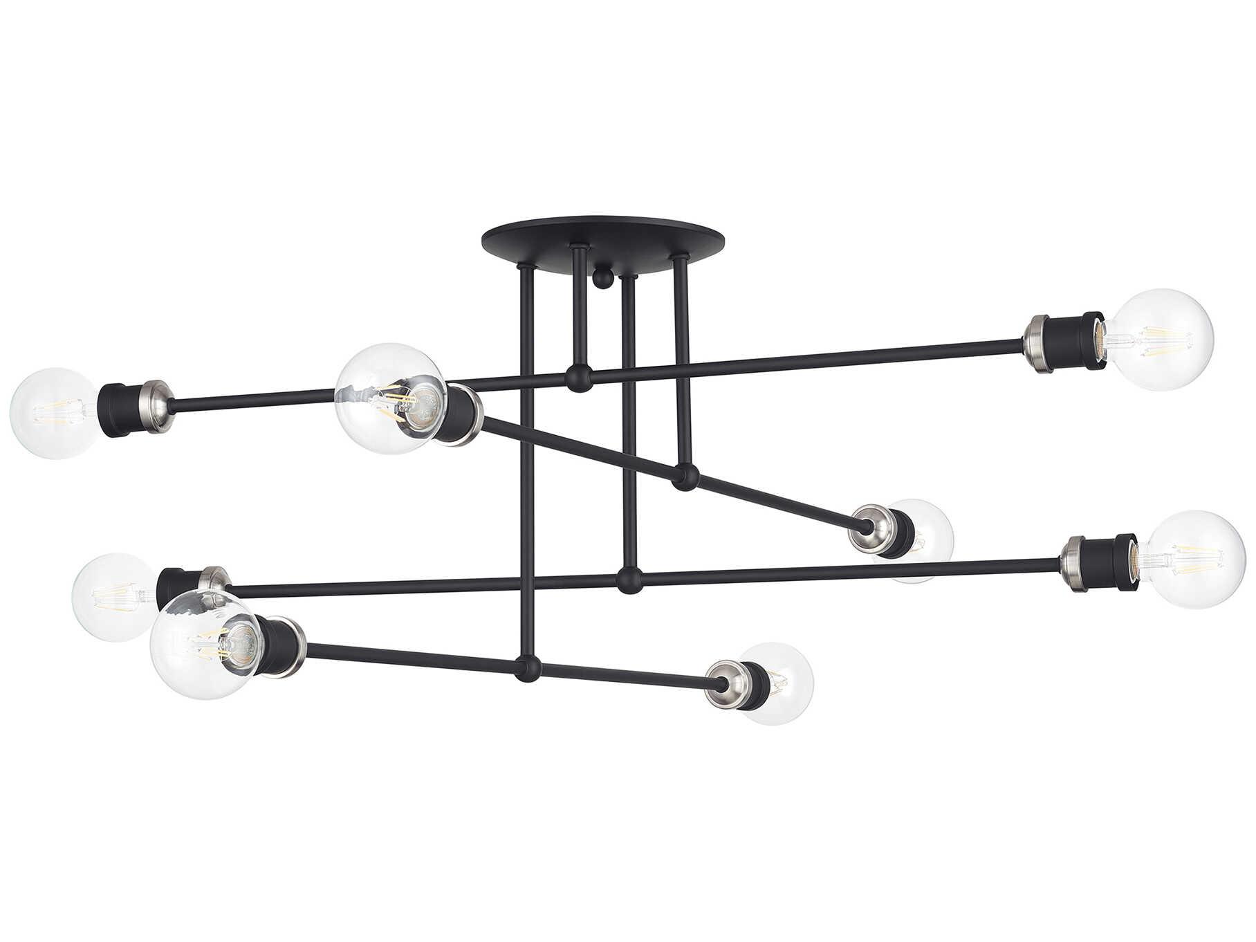 Livex Lighting Delacroix 8-Light Black Brushed Nickel Semi Flush Mount