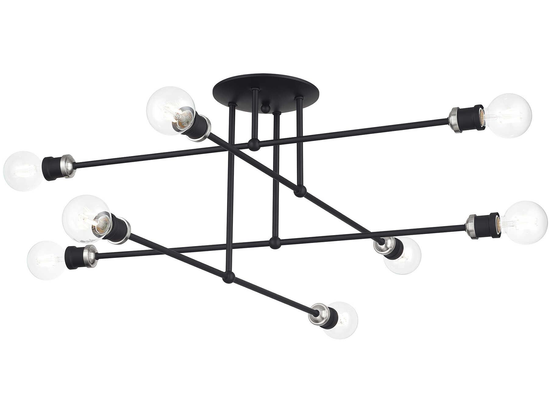 Livex Lighting Delacroix 8-Light Black Brushed Nickel Semi Flush Mount