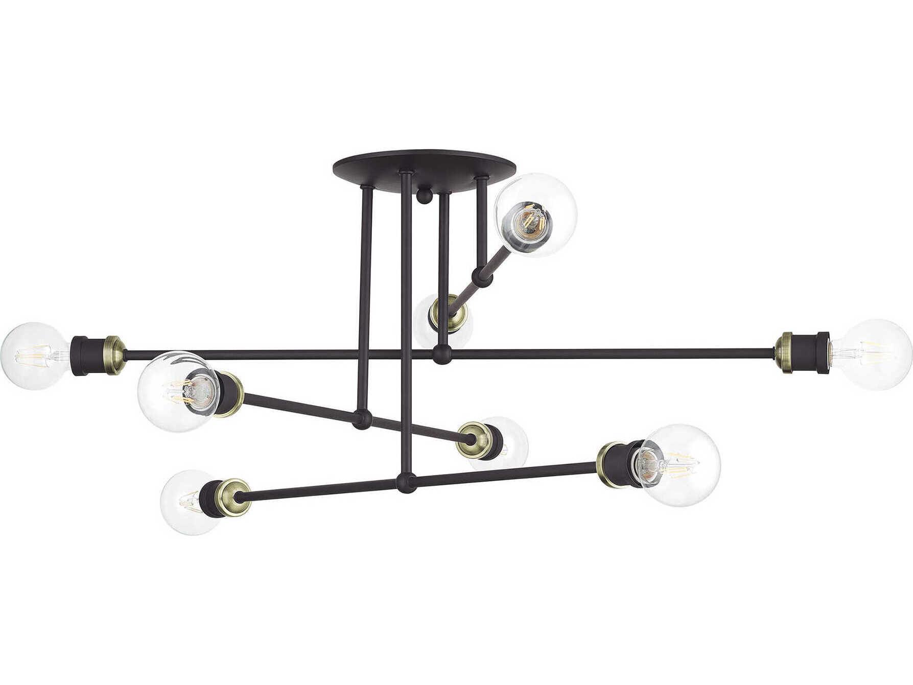 Livex Lighting Delacroix 8-Light Bronze Antique Brass Semi Flush Mount