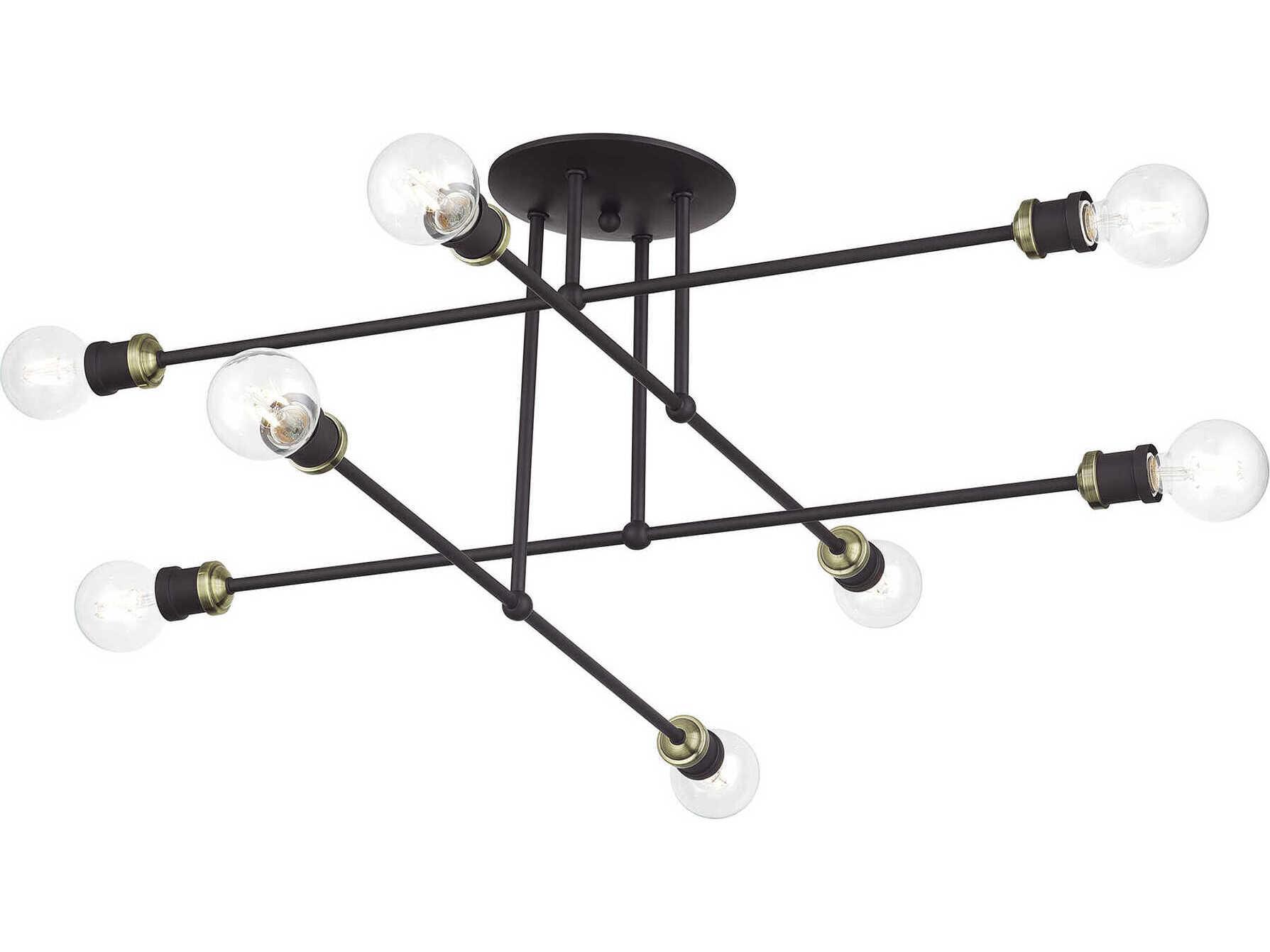 Livex Lighting Delacroix 8-Light Bronze Antique Brass Semi Flush Mount