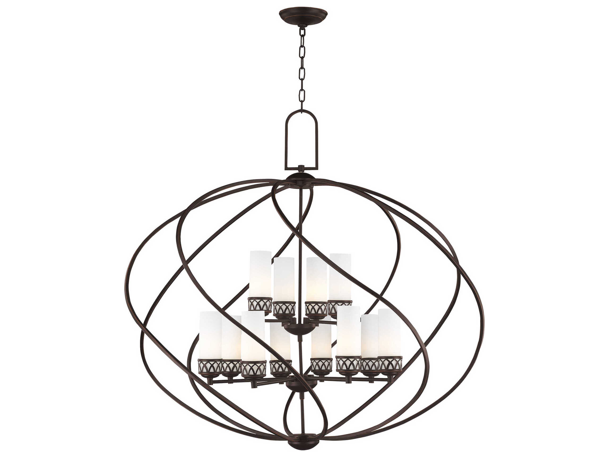 Livex Lighting Westfield 12-Light Olde Bronze White Glass Candelabra Cylinder Chandelier