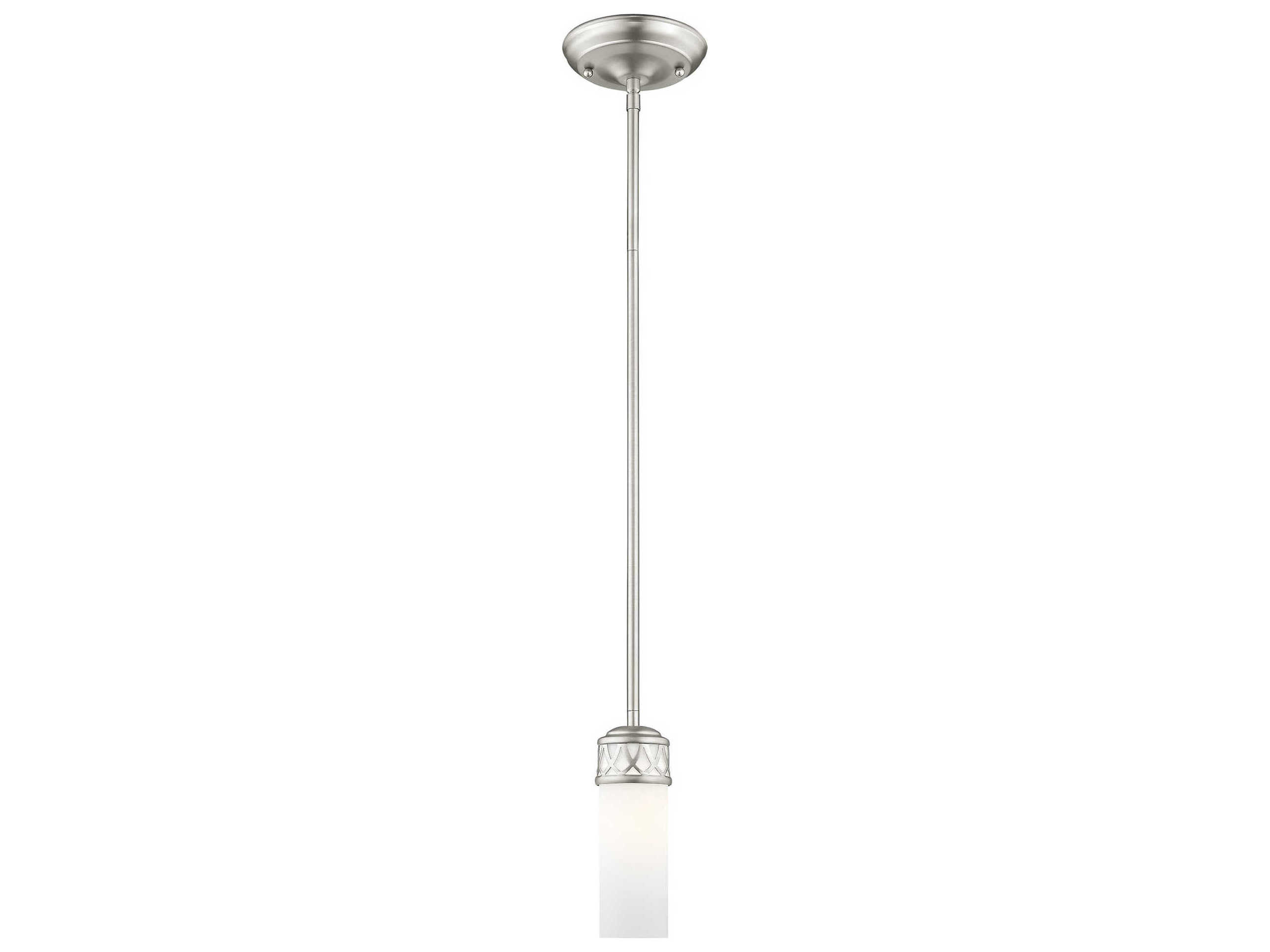 Livex Lighting Westfield 1-Light Brushed Nickel Glass Cylinder Mini Pendant