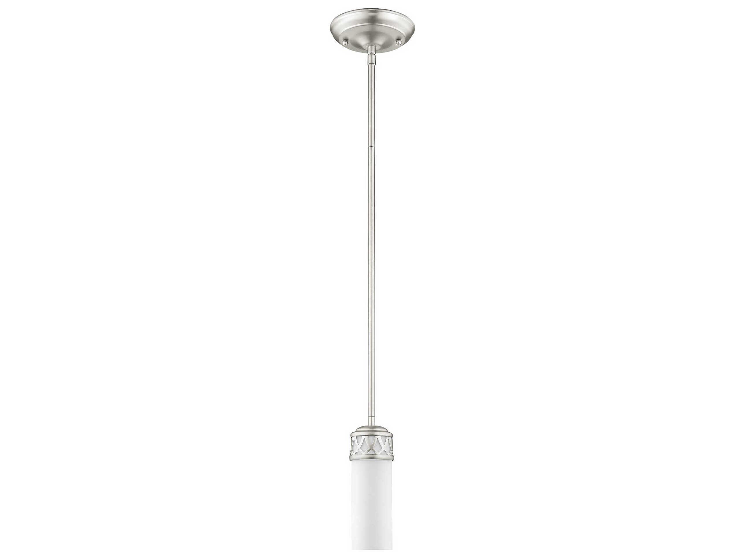 Livex Lighting Westfield 1-Light Brushed Nickel Glass Cylinder Mini Pendant