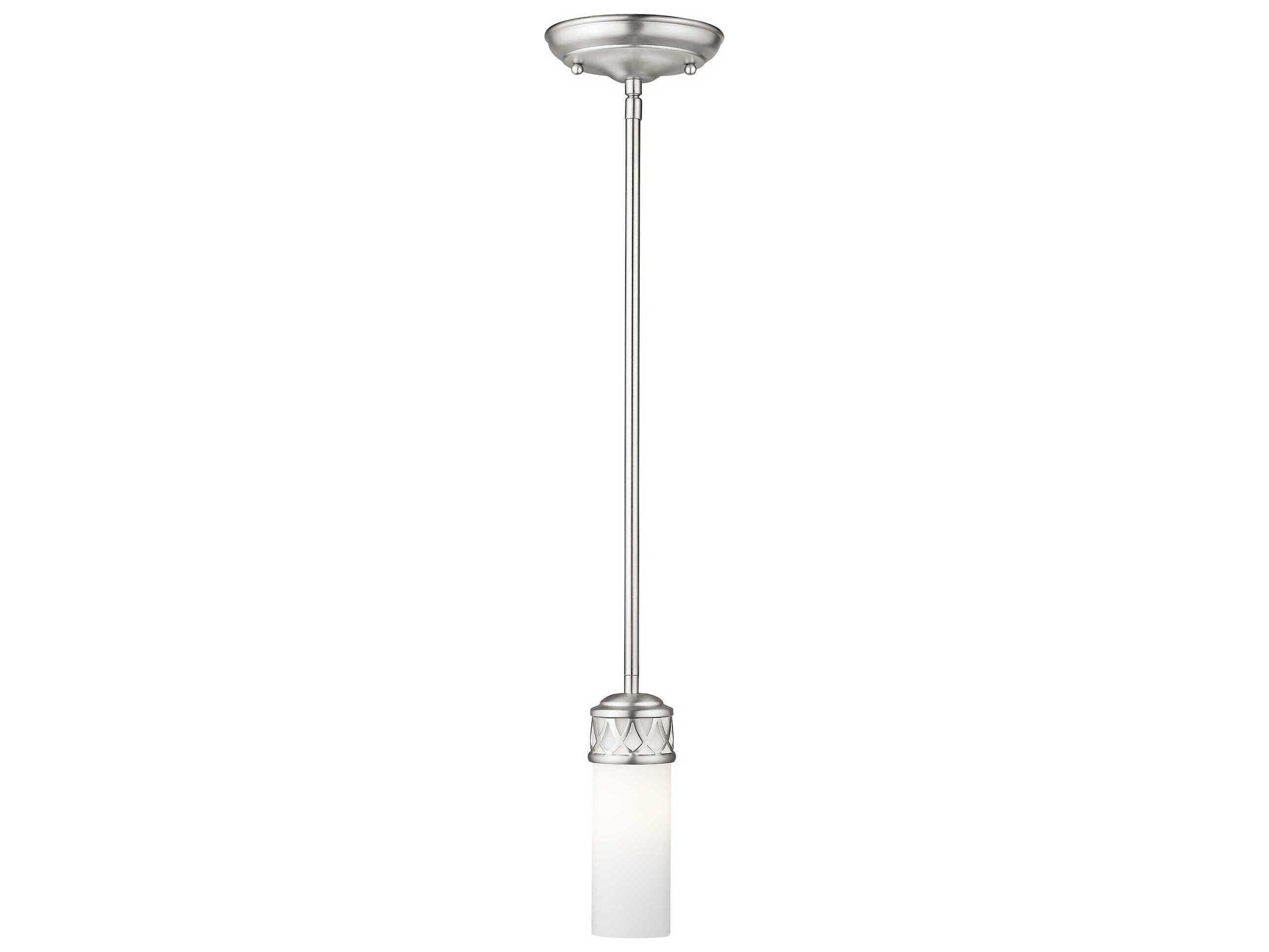 Livex Lighting Westfield 1-Light Brushed Nickel Glass Cylinder Mini Pendant