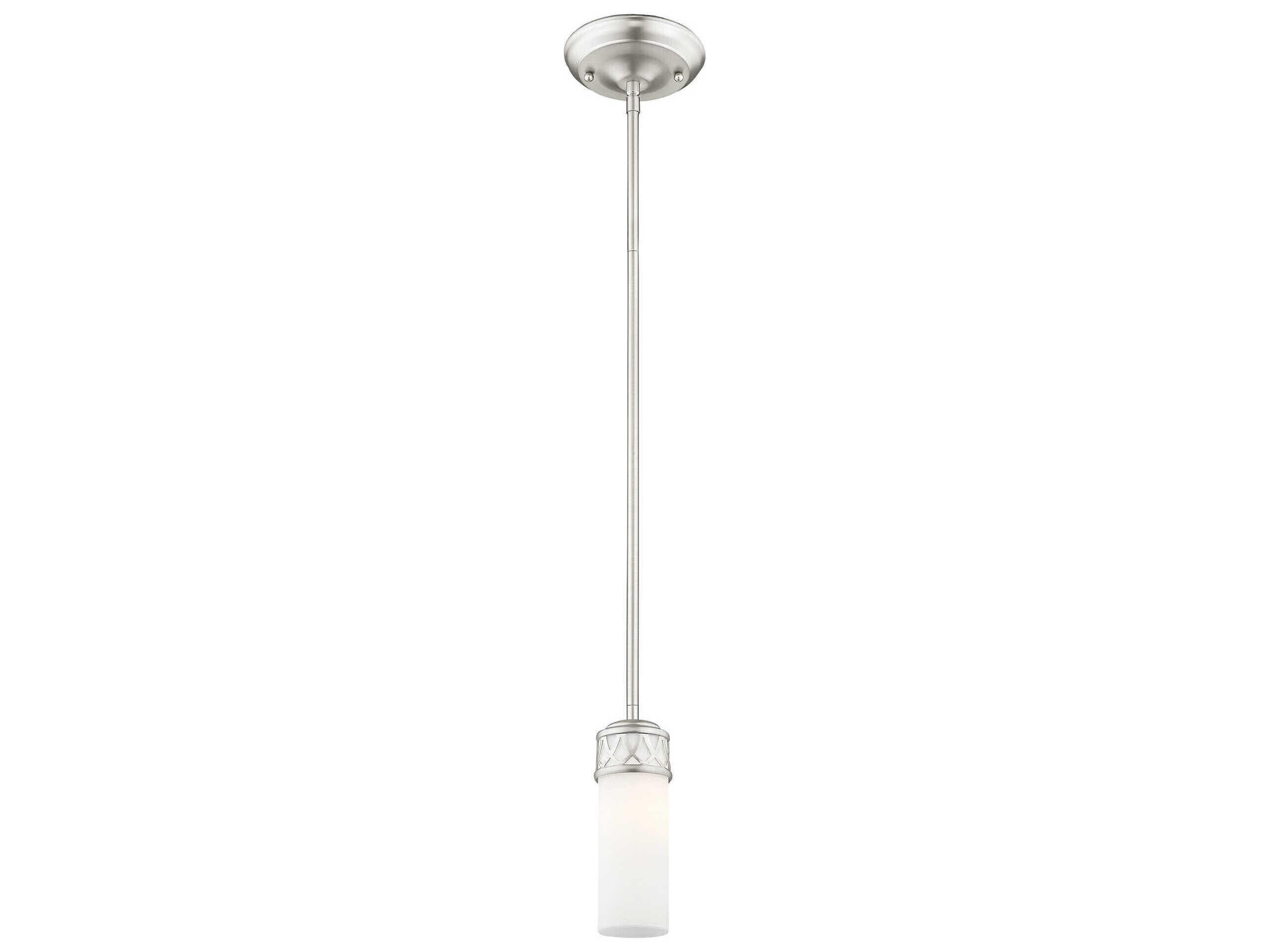 Livex Lighting Westfield 1-Light Brushed Nickel Glass Cylinder Mini Pendant