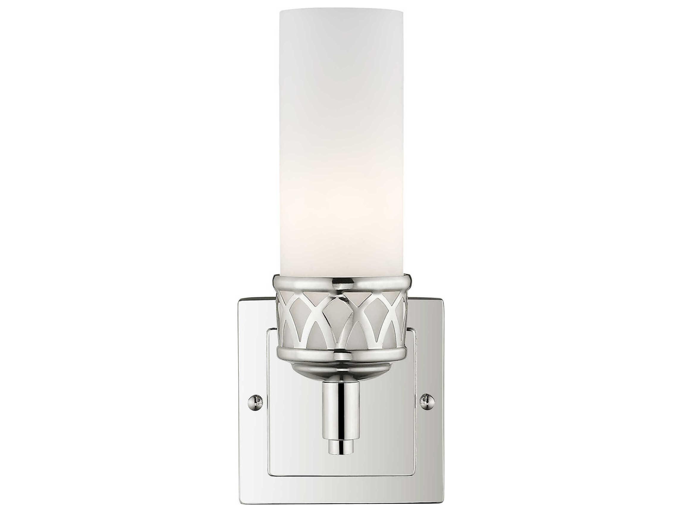 Livex Lighting Westfield 1-Light Polished Chrome White Glass Wall Sconce