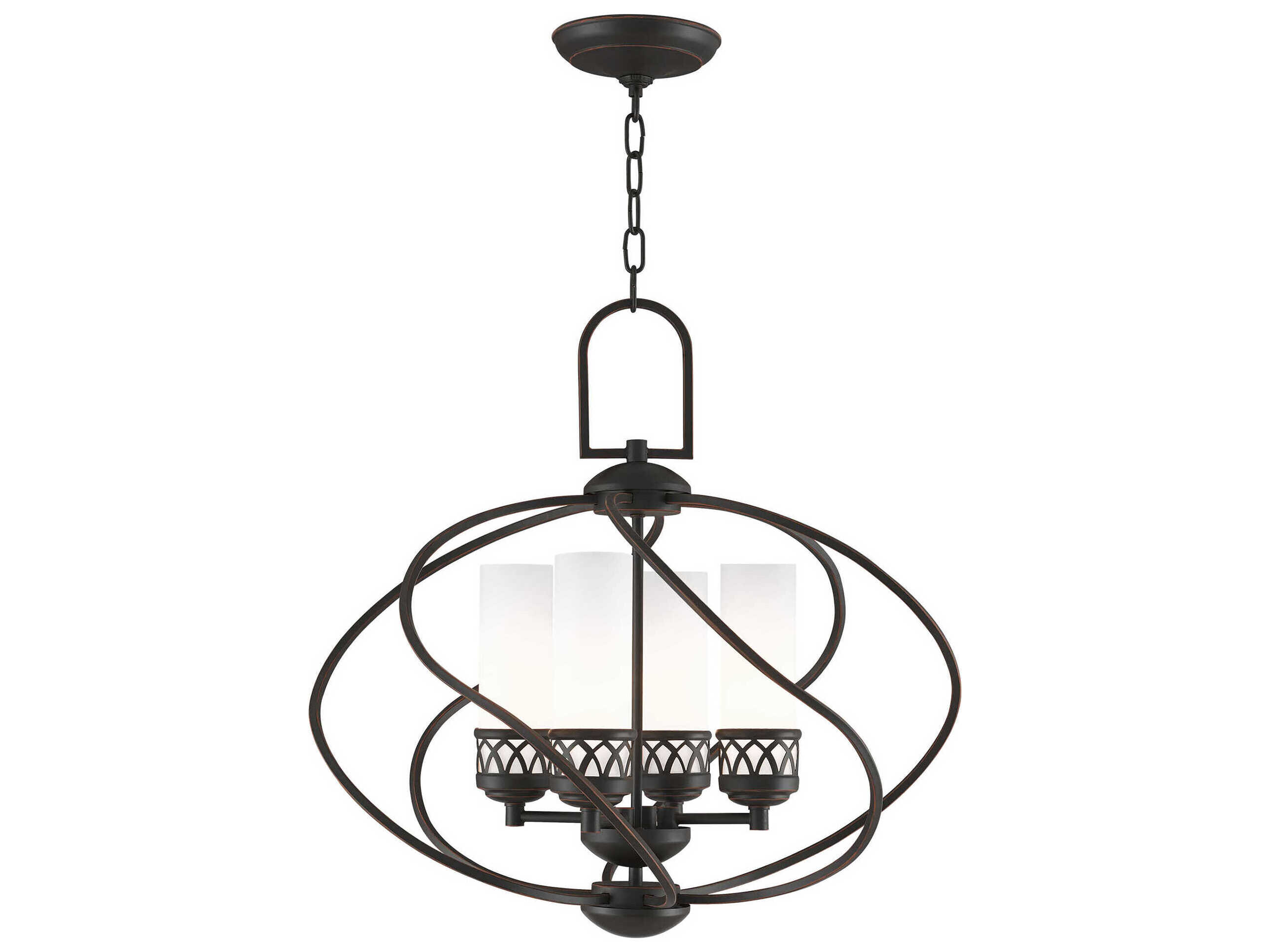 Livex Lighting Westfield 4-Light Olde Bronze Glass Cylinder Chandelier