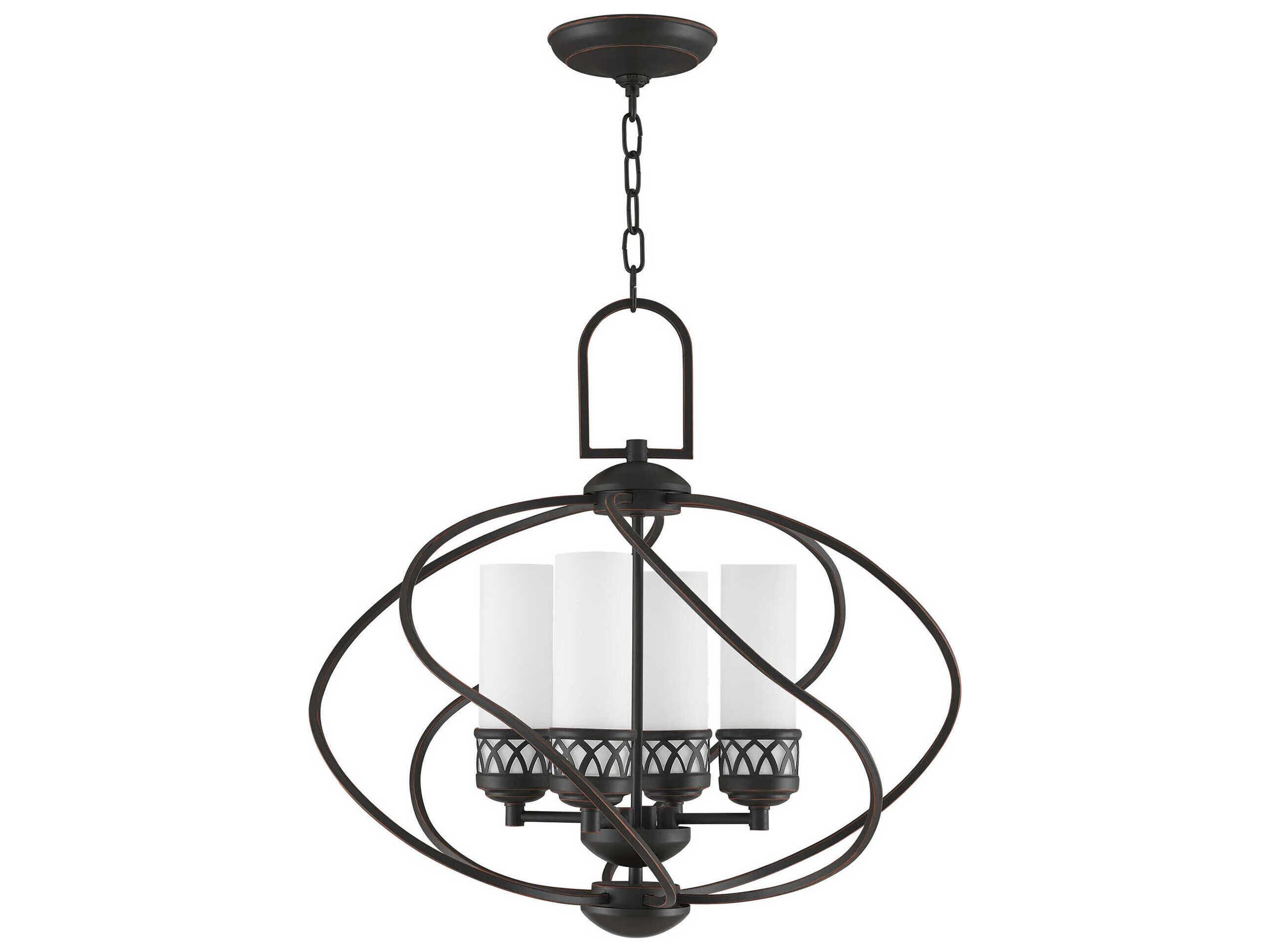 Livex Lighting Westfield 4-Light Olde Bronze Glass Cylinder Chandelier