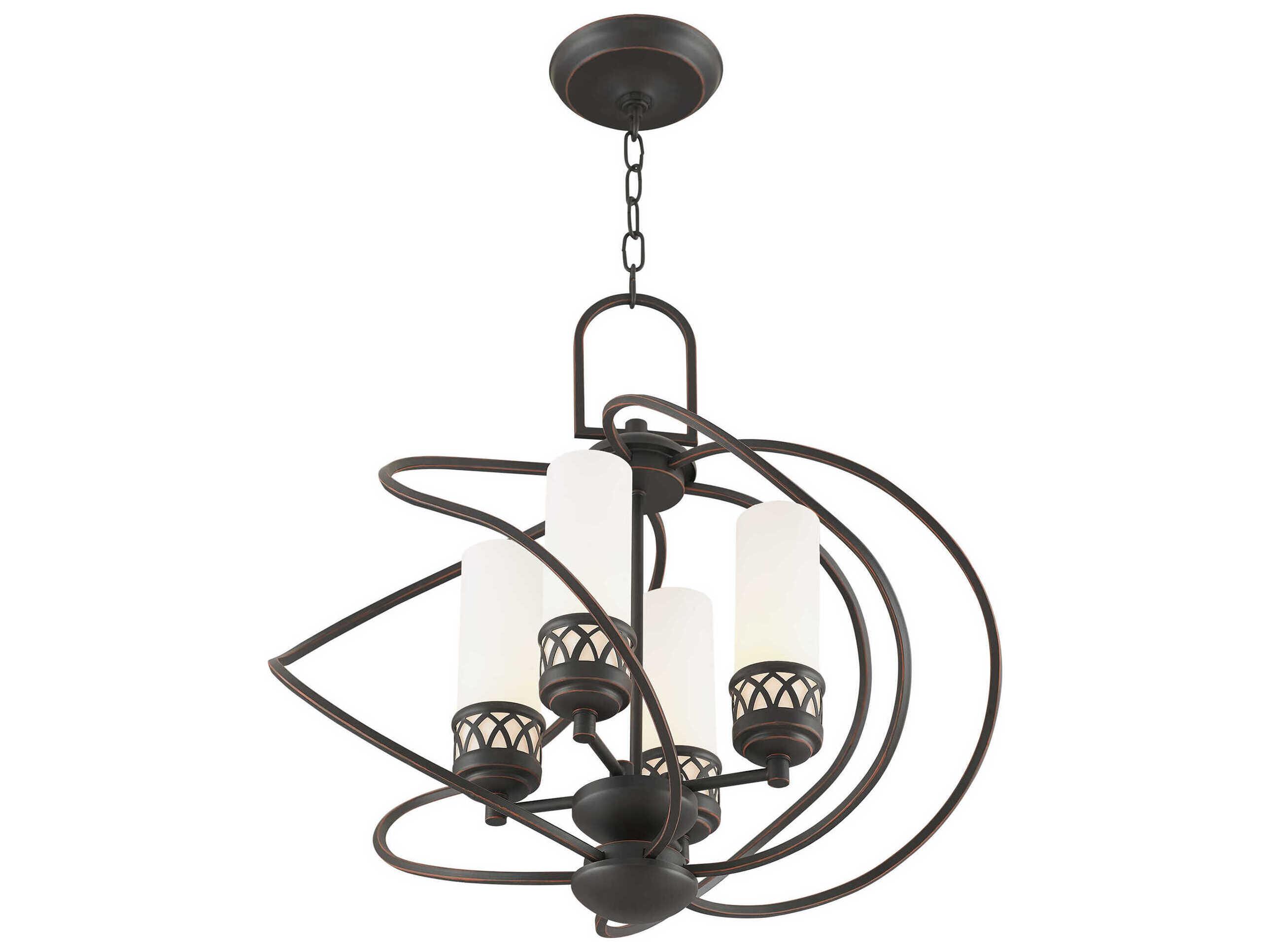 Livex Lighting Westfield 4-Light Olde Bronze Glass Cylinder Chandelier