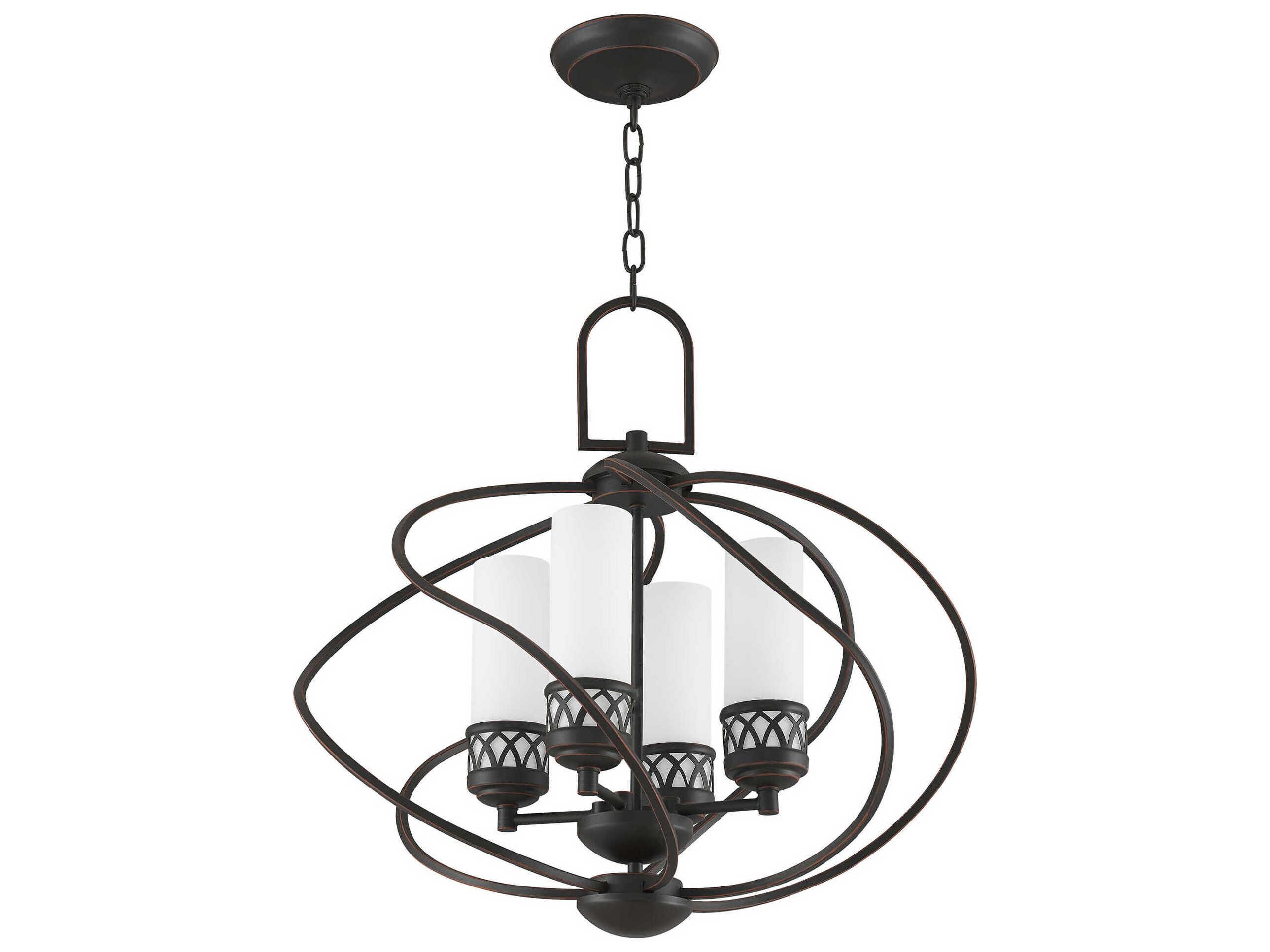 Livex Lighting Westfield 4-Light Olde Bronze Glass Cylinder Chandelier