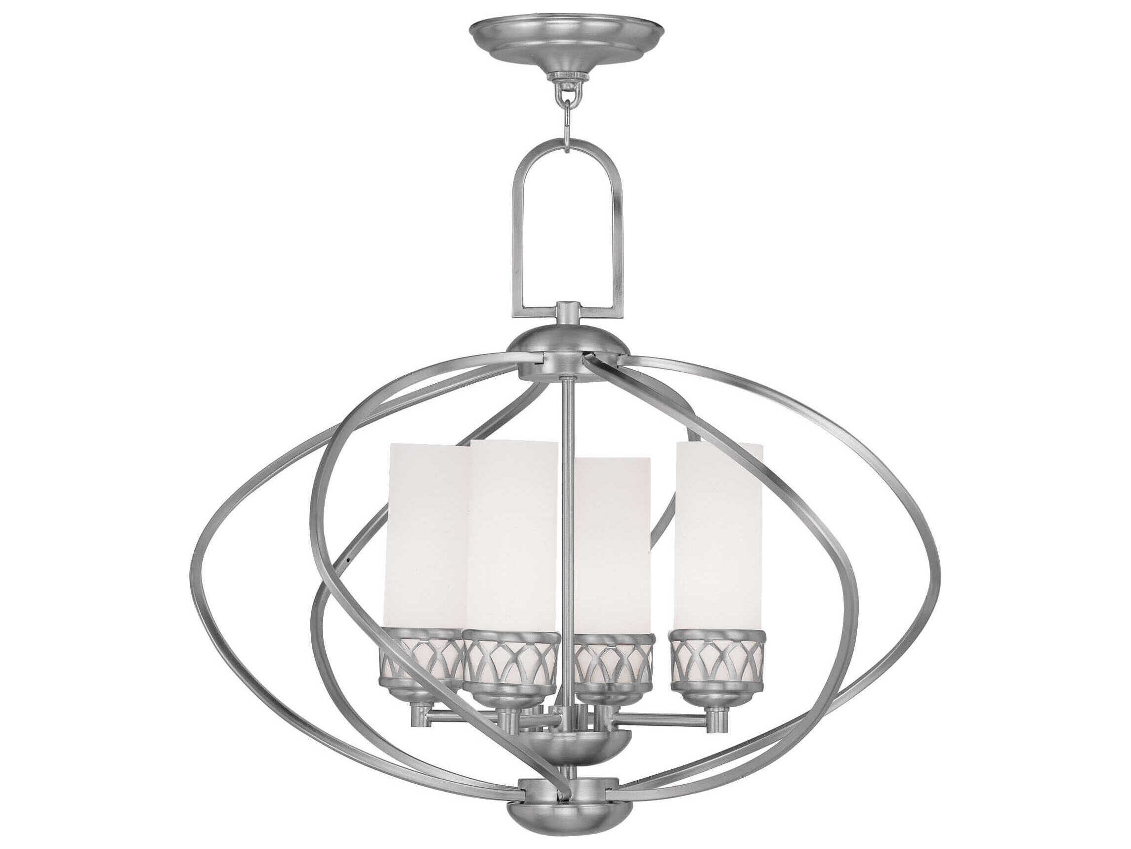 Livex Lighting Westfield 4-Light Brushed Nickel Glass Cylinder Chandelier
