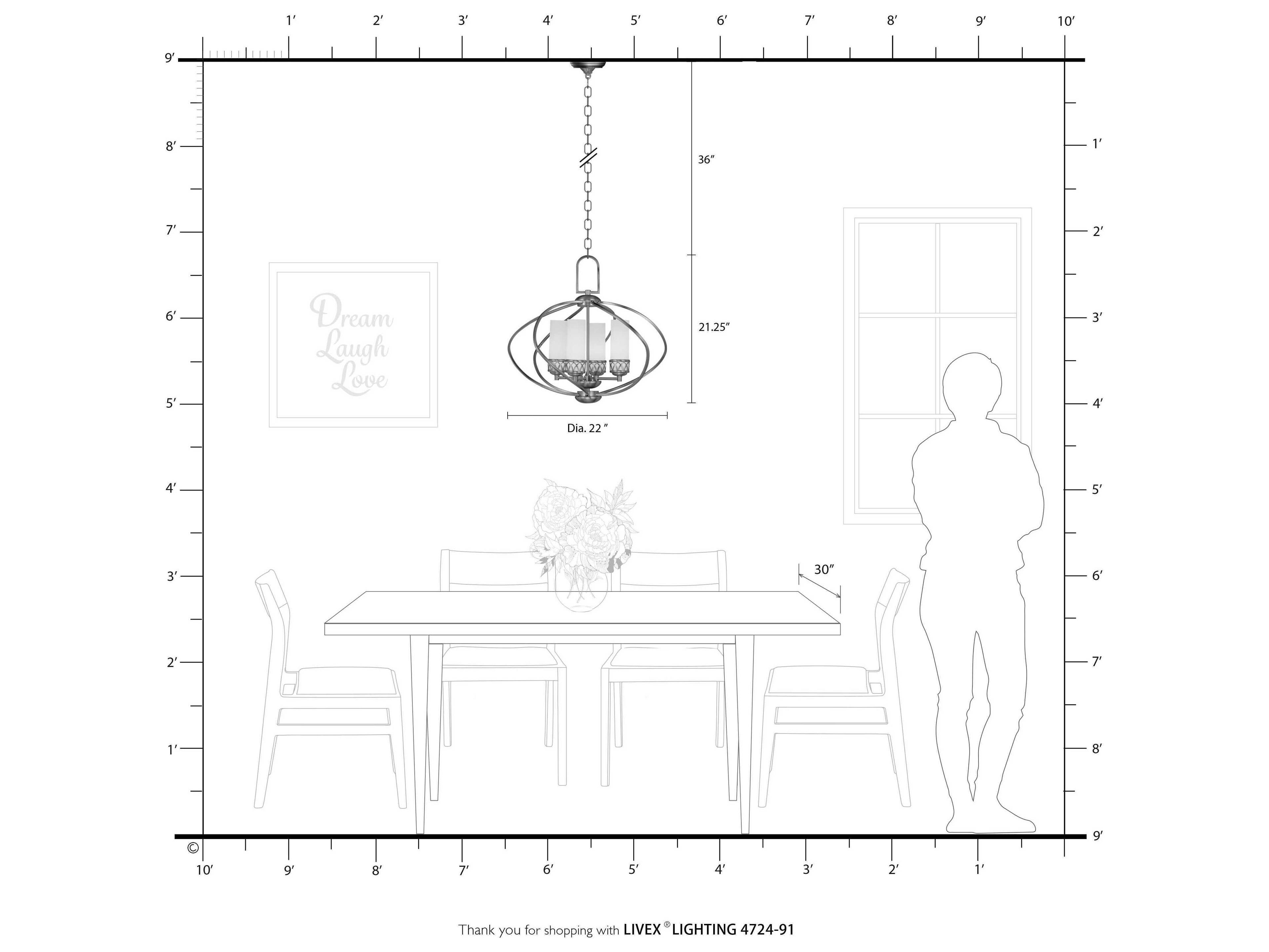 Livex Lighting Westfield 4-Light Brushed Nickel Glass Cylinder Chandelier