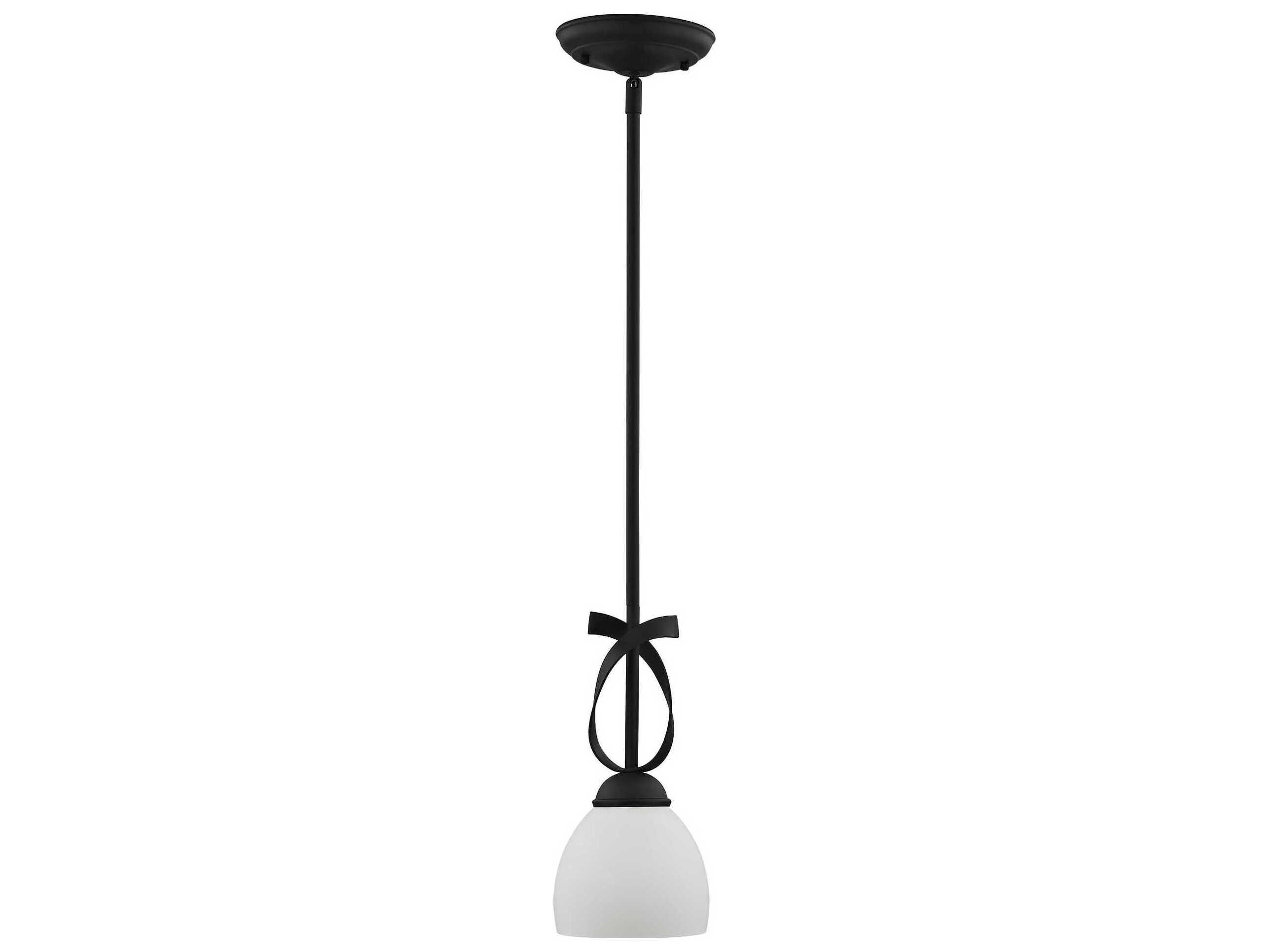 Livex Lighting Brookside 1-Light Black Glass Bell Mini Pendant