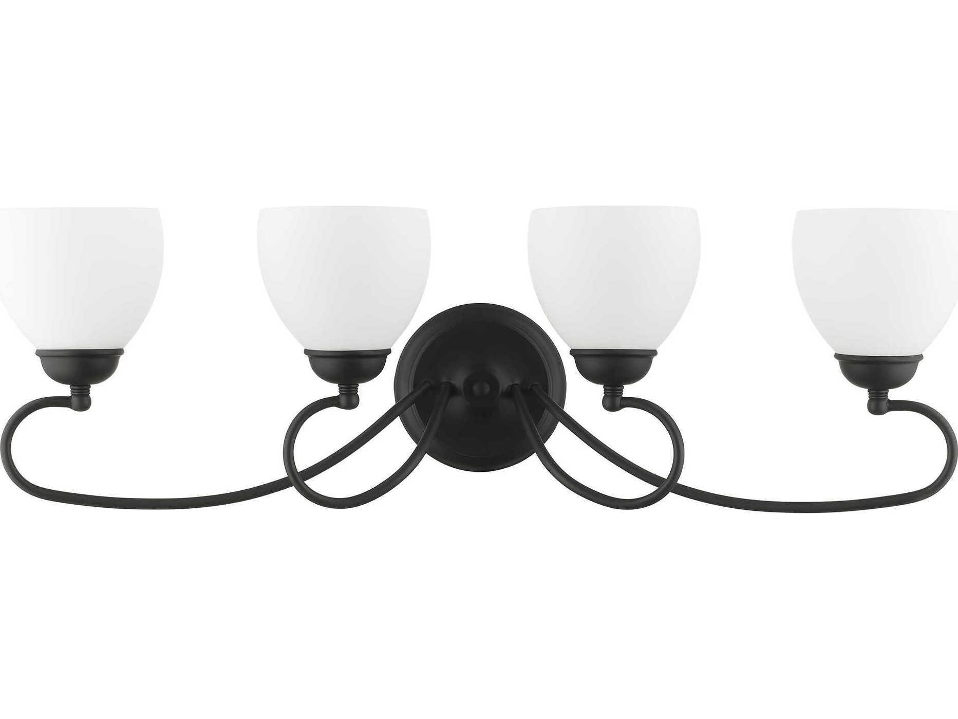Livex Lighting Brookside 4-Light Black Glass Vanity Light