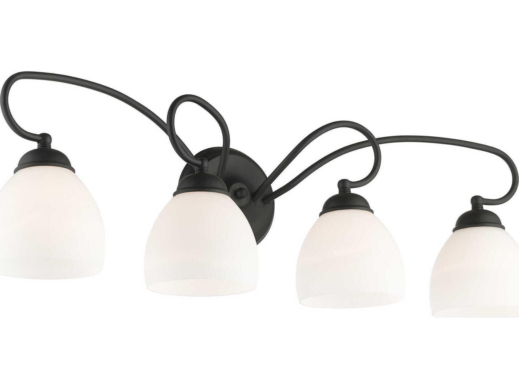 Livex Lighting Brookside 4-Light Black Glass Vanity Light
