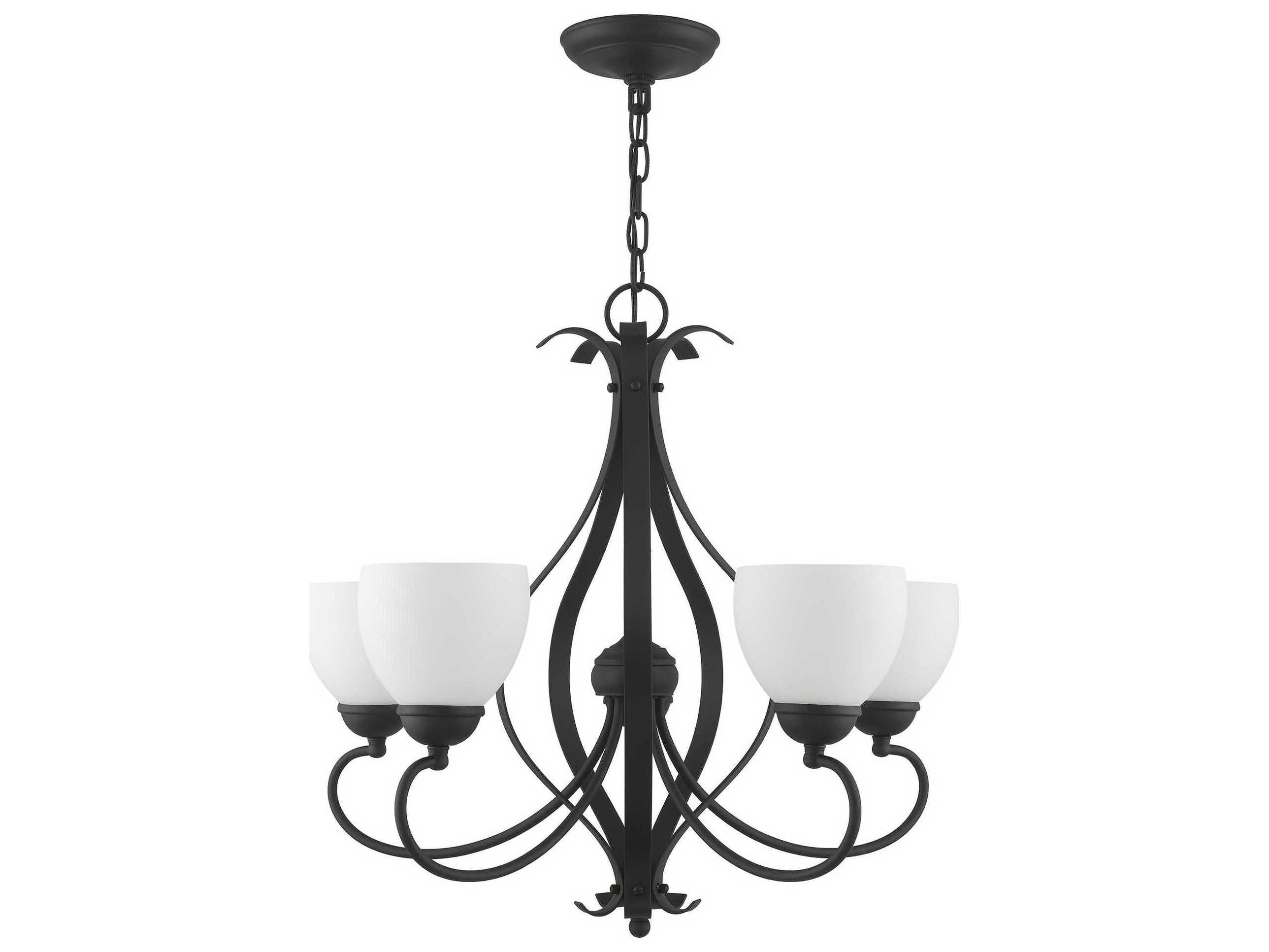 Livex Lighting Brookside 5-Light Black Glass Bell Chandelier