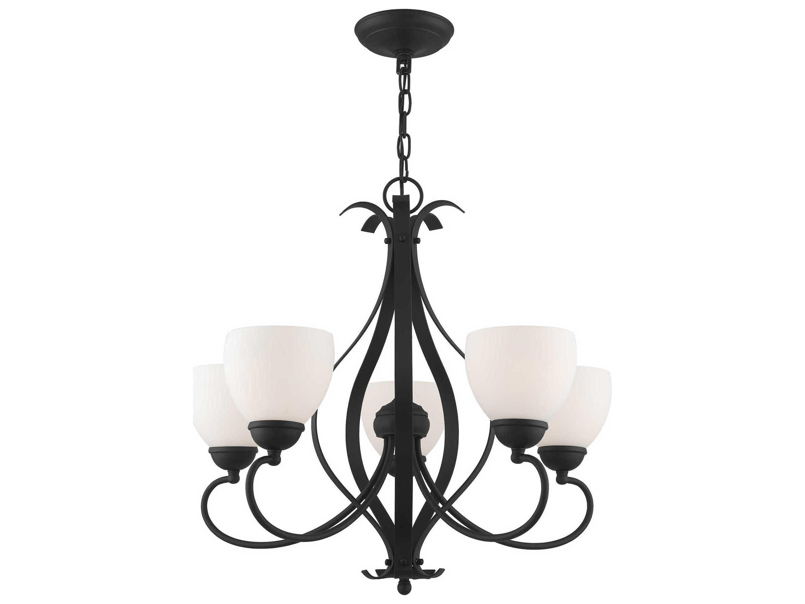 Livex Lighting Brookside 5-Light Black Glass Bell Chandelier