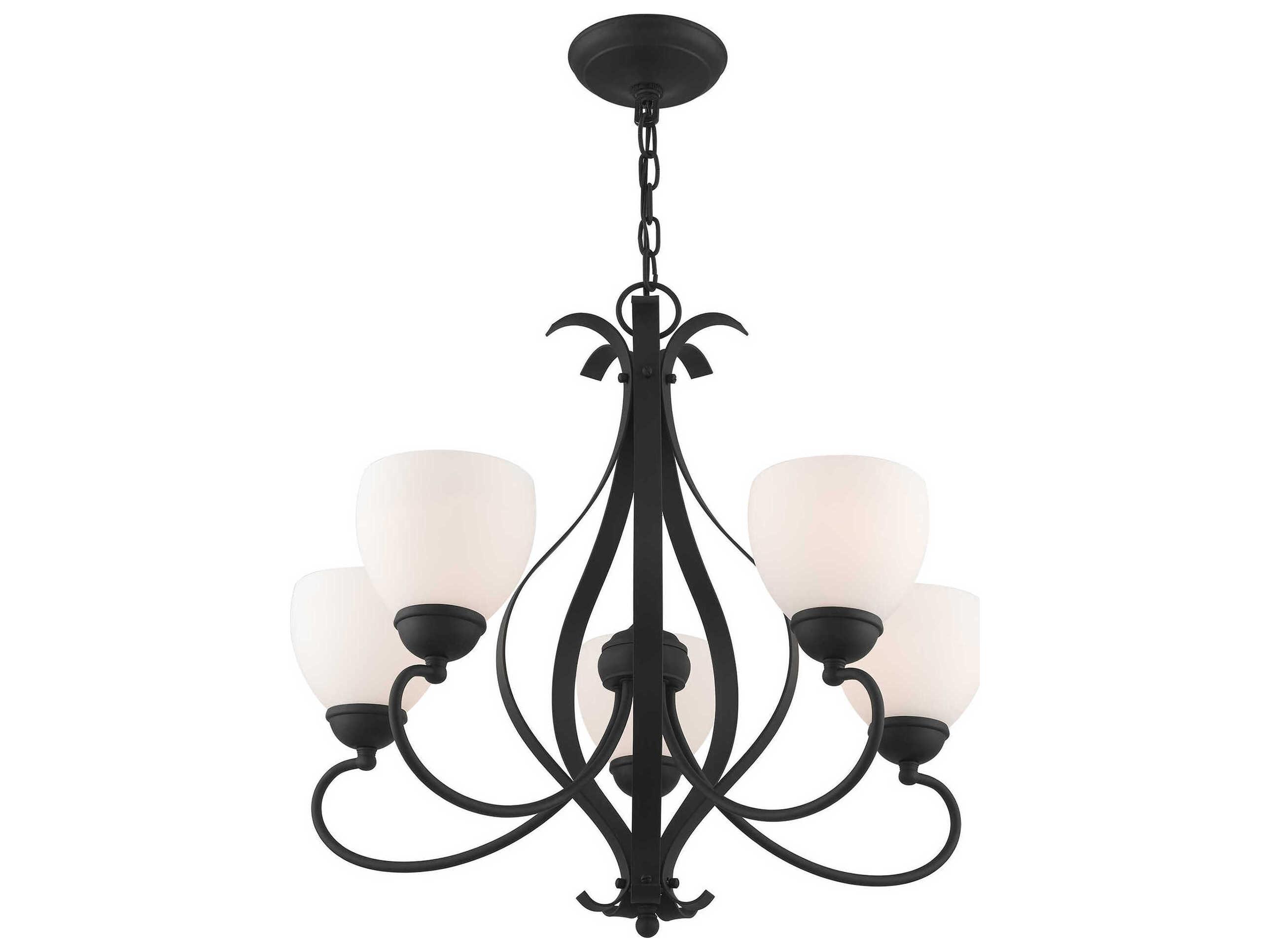 Livex Lighting Brookside 5-Light Black Glass Bell Chandelier