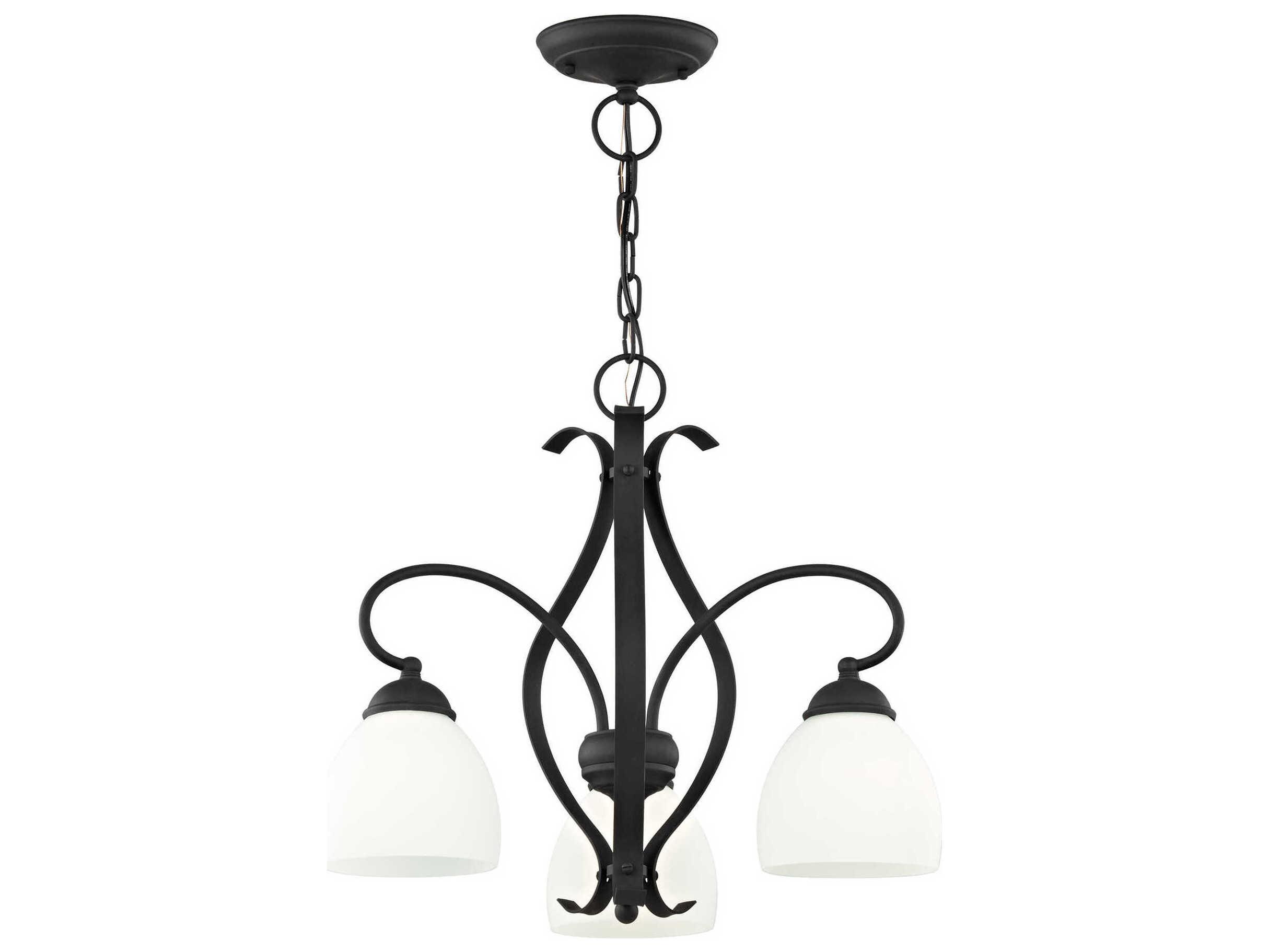 Livex Lighting Brookside 3-Light Black Glass Bell Chandelier