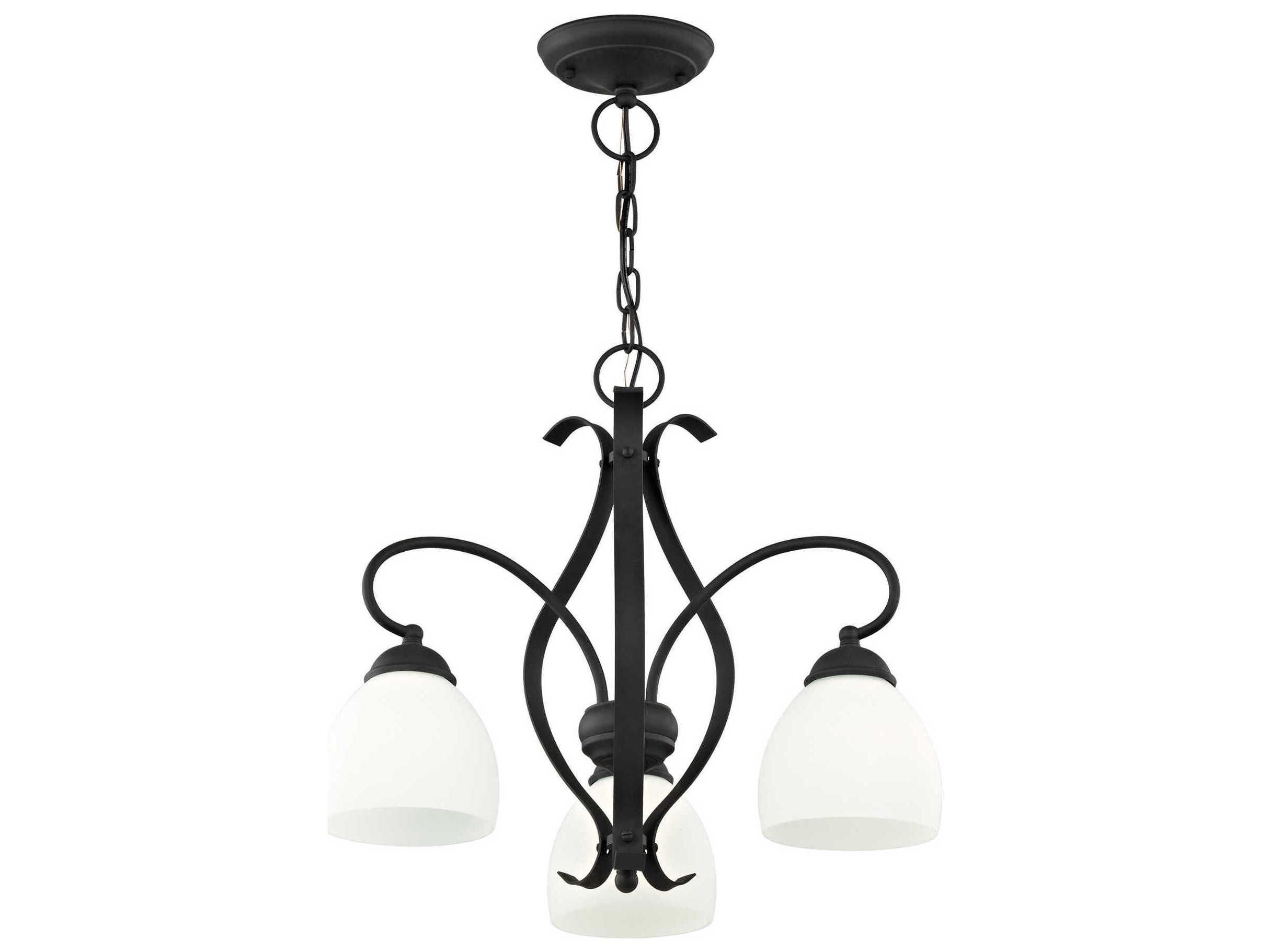 Livex Lighting Brookside 3-Light Black Glass Bell Chandelier