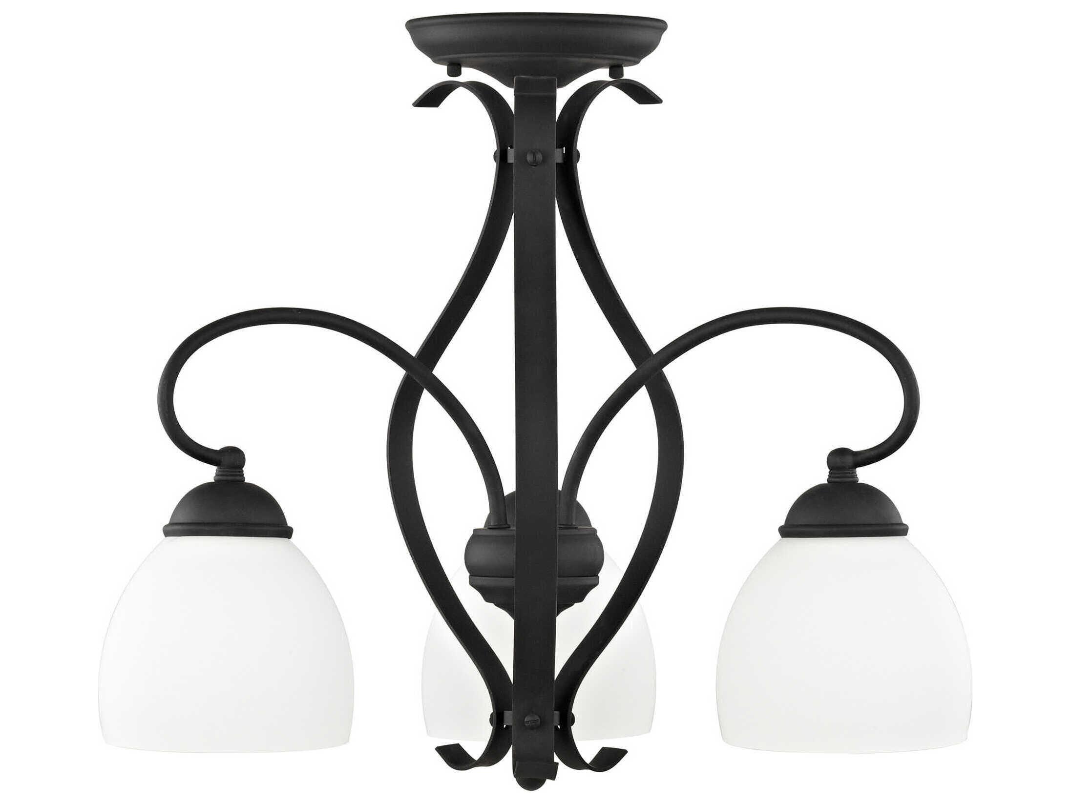 Livex Lighting Brookside 3-Light Black Glass Bell Chandelier