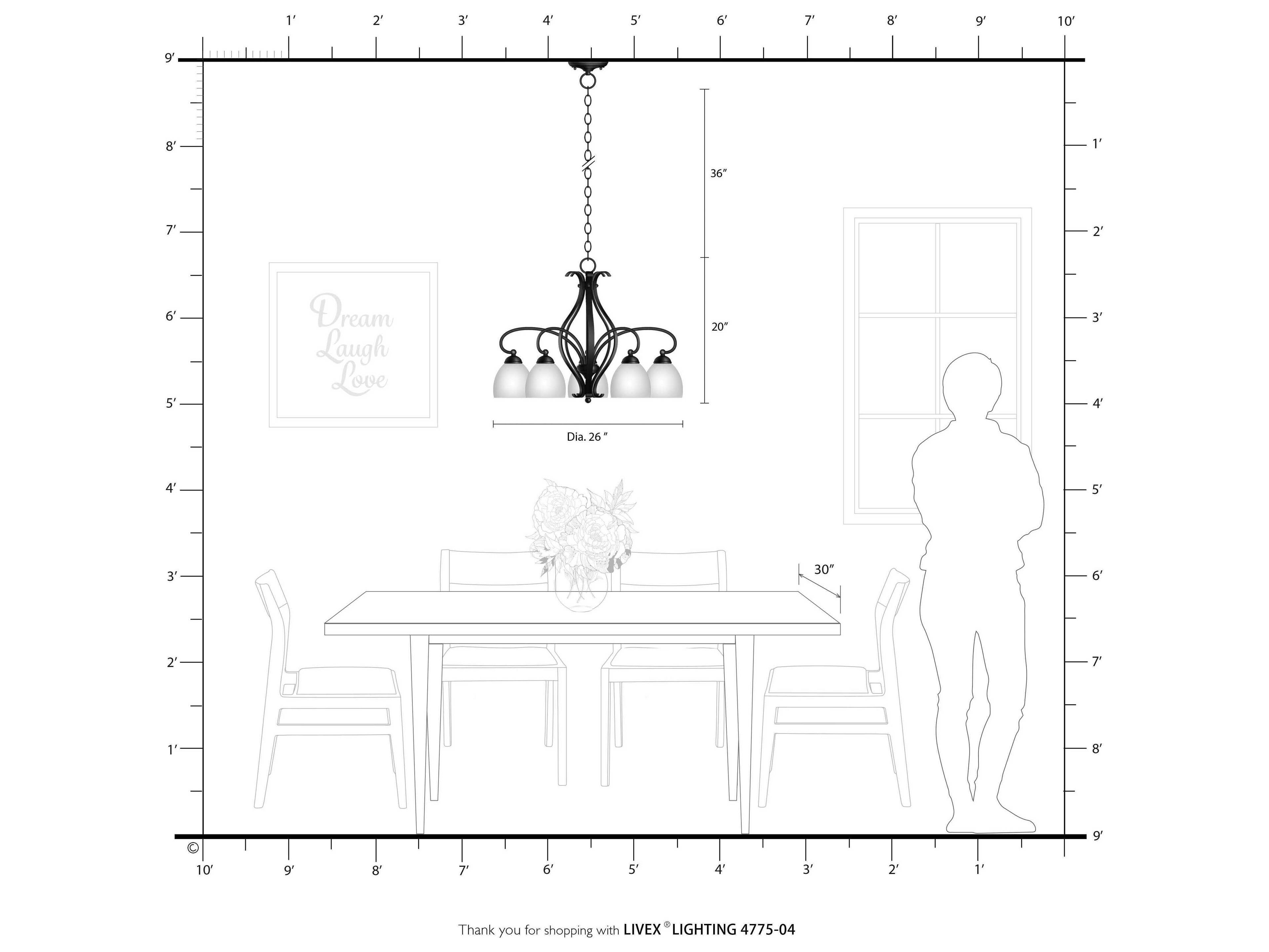 Livex Lighting Brookside 5-Light Black Glass Bell Chandelier
