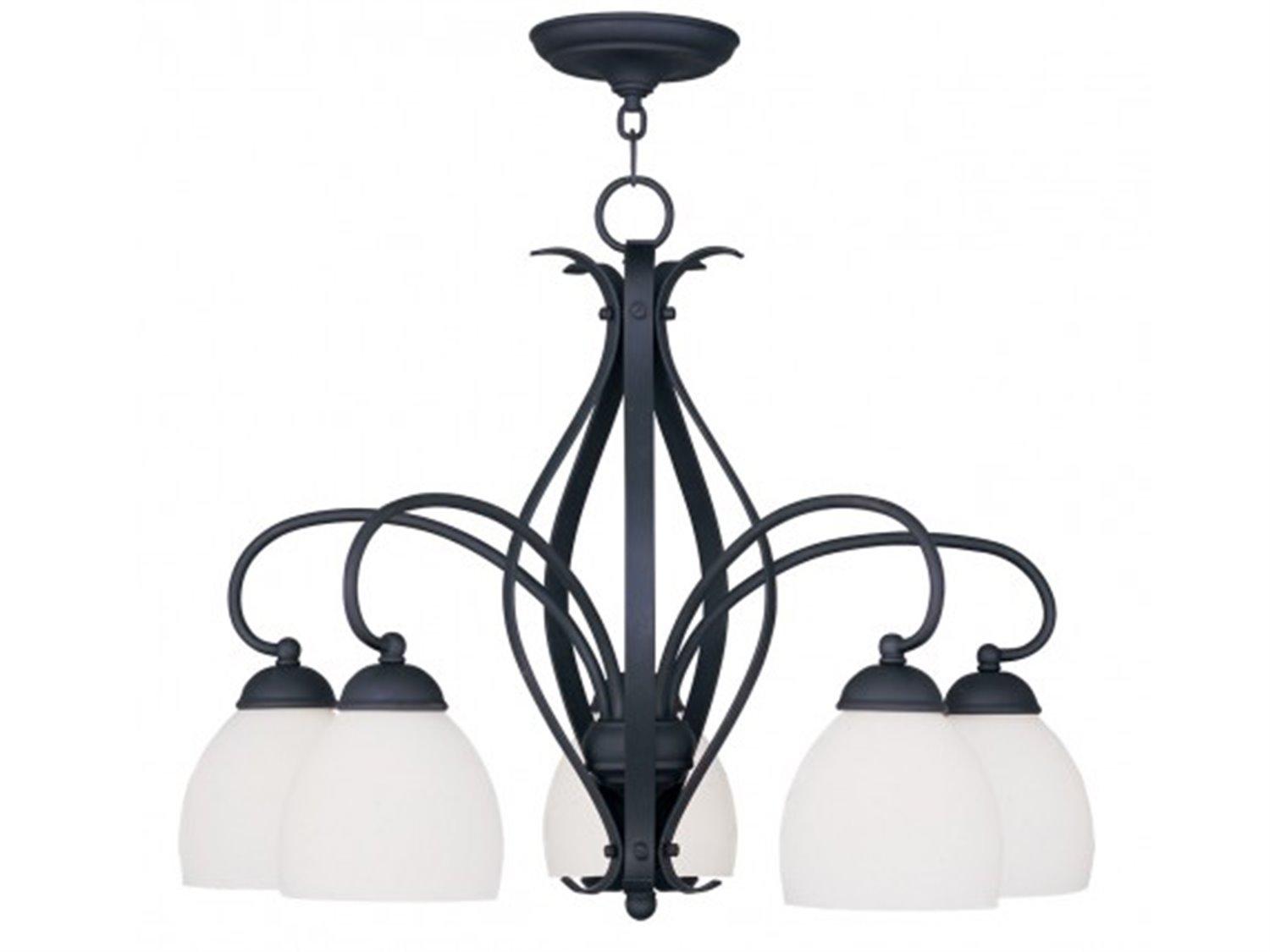 Livex Lighting Brookside 5-Light Black Glass Bell Chandelier